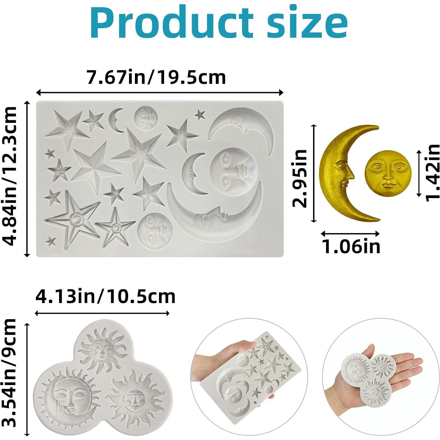 Juego de 2 Moldes de Silicona Roxjaejae Luna Estrella 19.5cm