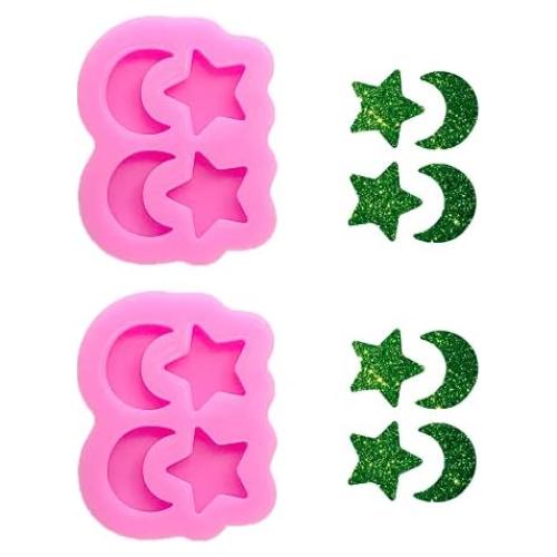 Moldes de Silicona Rosa Guratapa 2 Pcs Estrella y Luna DIY