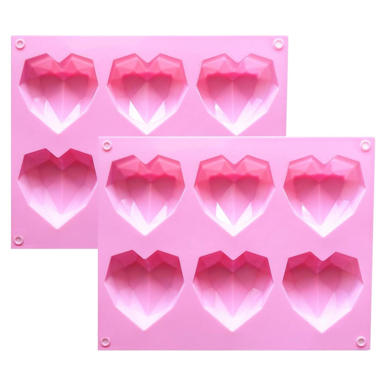 Molde de Silicona Corazón 3D Fine Life - 2 Pcs 6 Cavidades