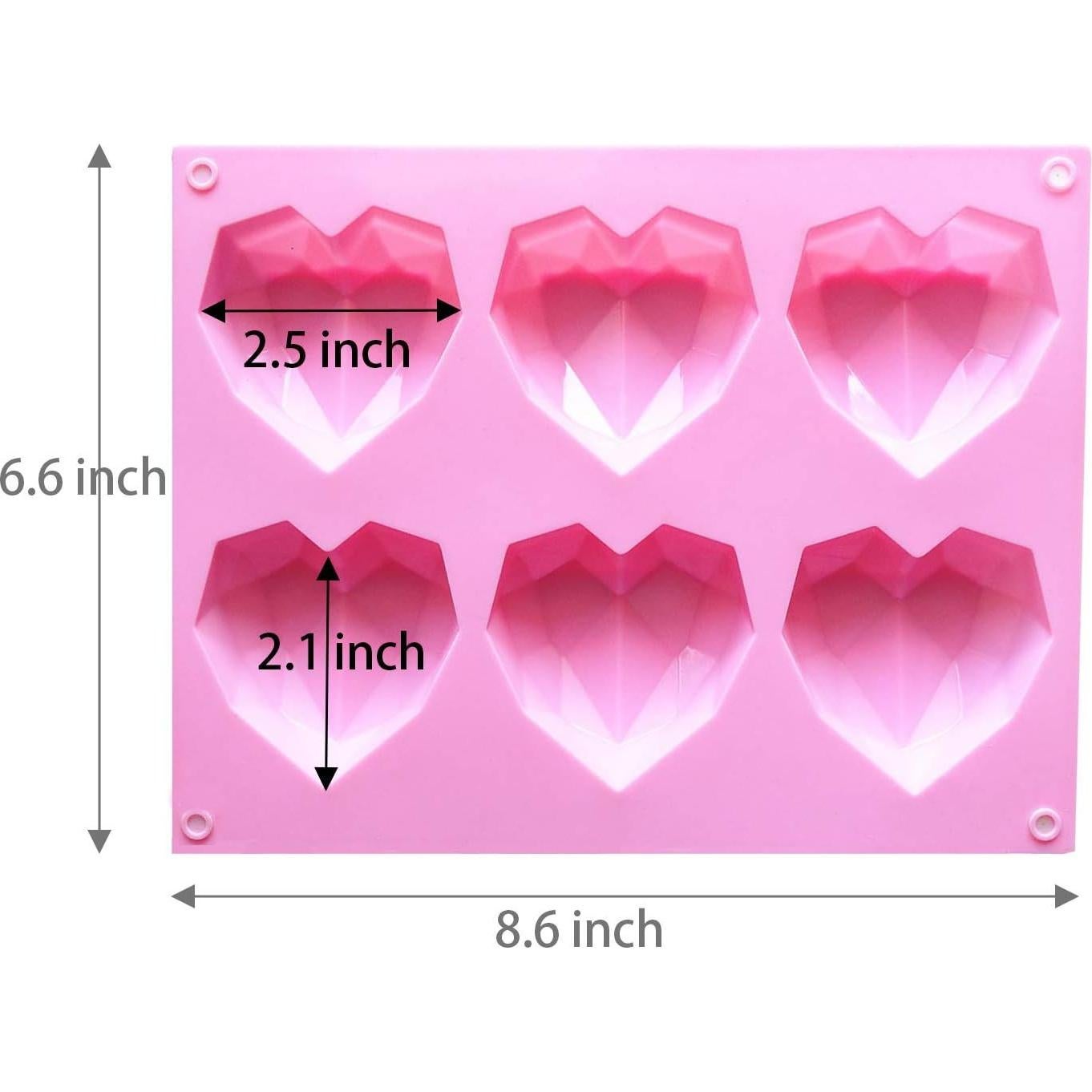 Molde de Silicona Corazón 3D Fine Life - 2 Pcs 6 Cavidades