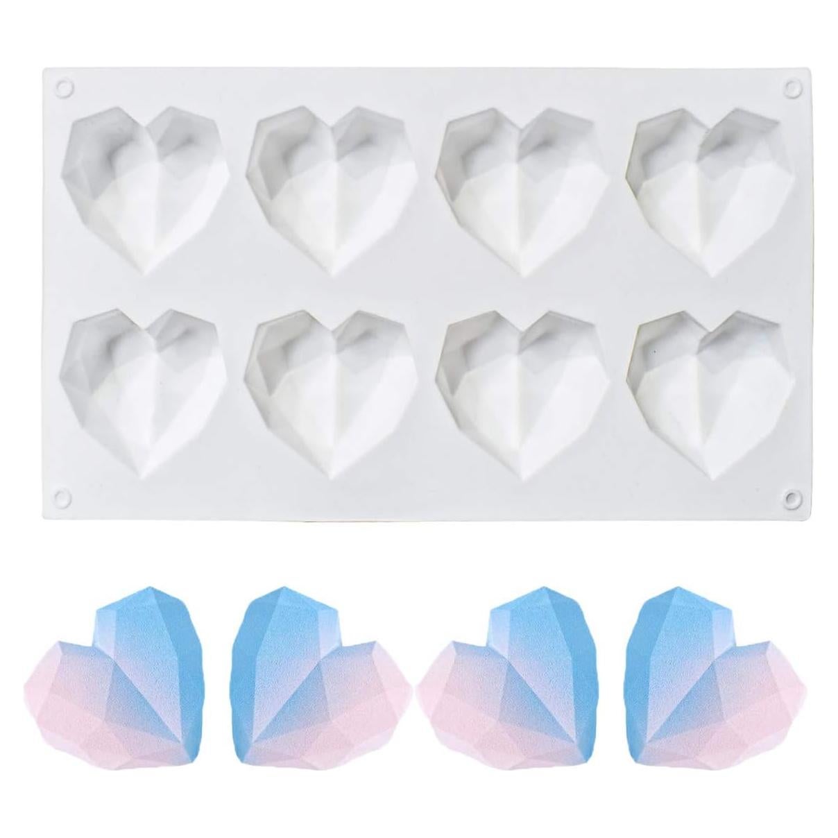 Molde de Silicona Yuntop Corazón Diamante 8 Rejillas 29.5x17 cm