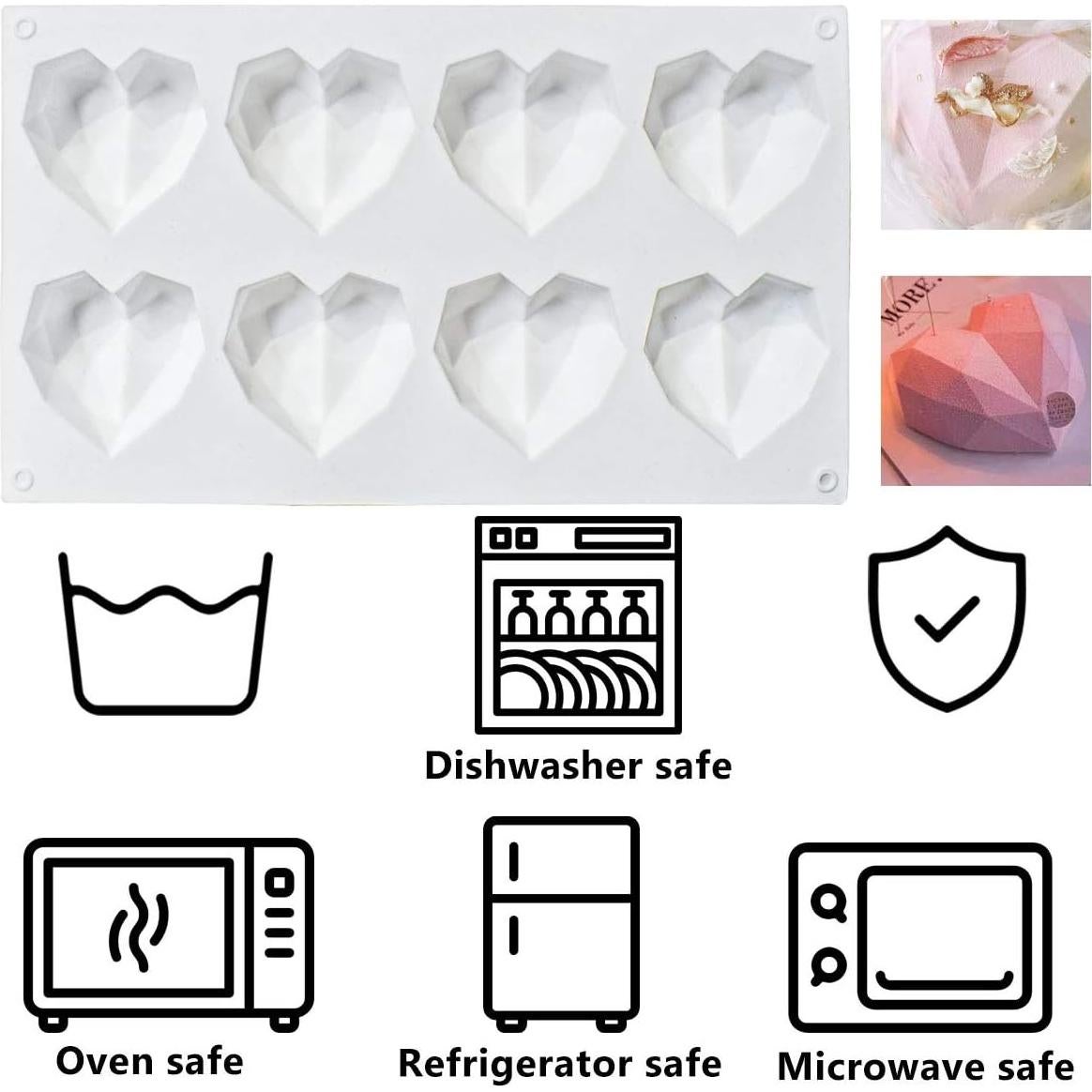 Molde de Silicona Yuntop Corazón Diamante 8 Rejillas 29.5x17 cm