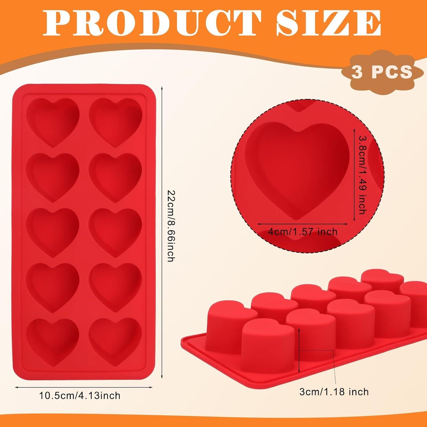 Molde de Silicona en Forma de Corazón Mototo 3PCS 10 Cavidades