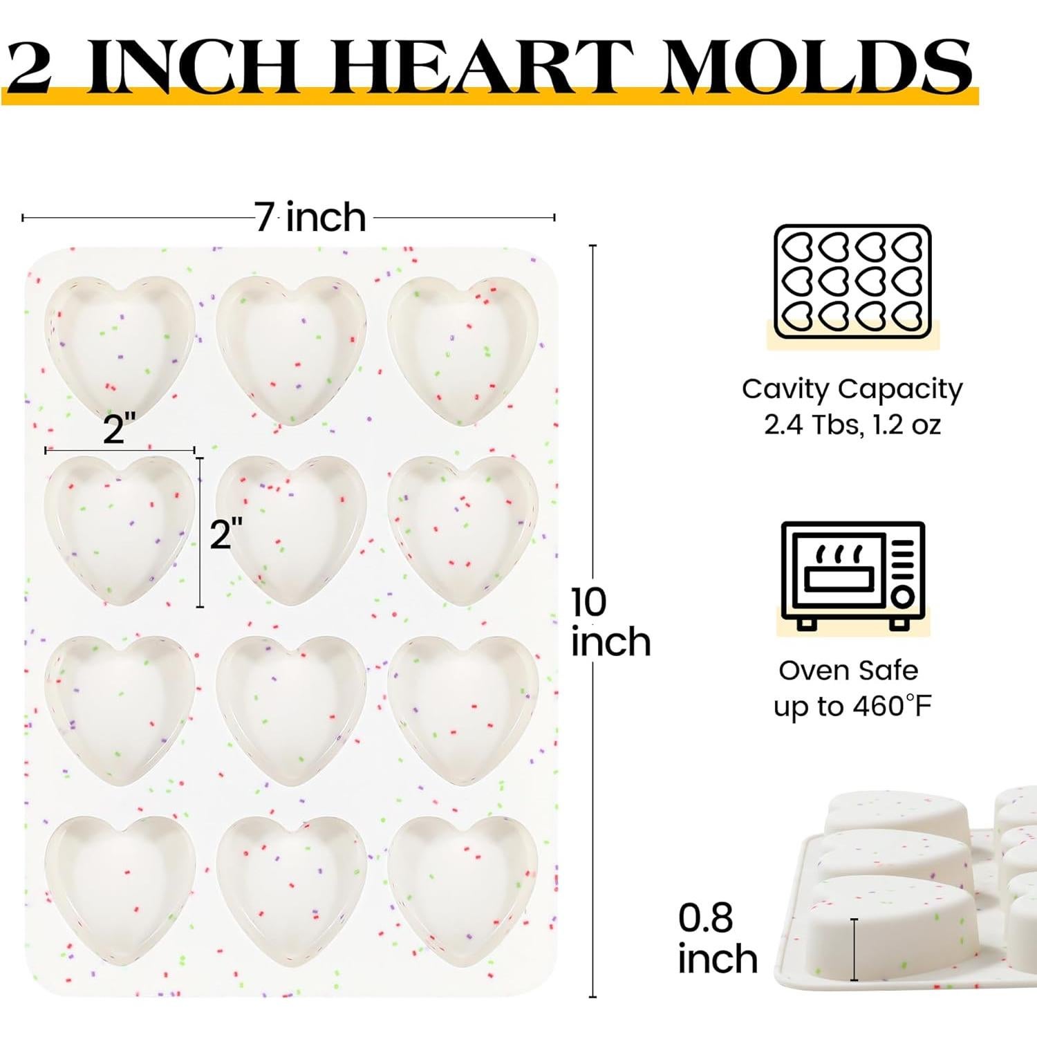 Molde de Silicona AOTASO Corazón 5 cm Antiadherente (Juego de 2)