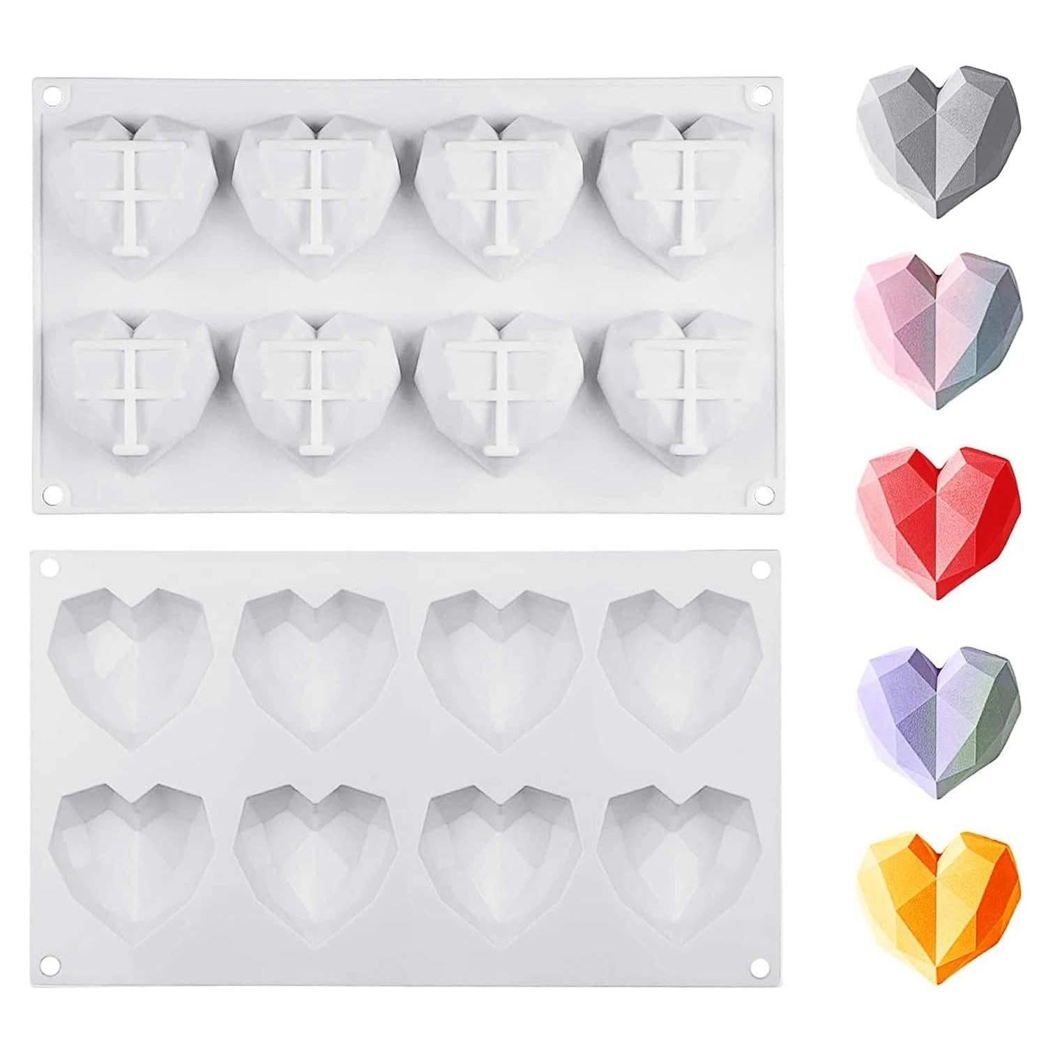 Molde de Silicona para Chocolate Corazón Diamante 3D 2PCS