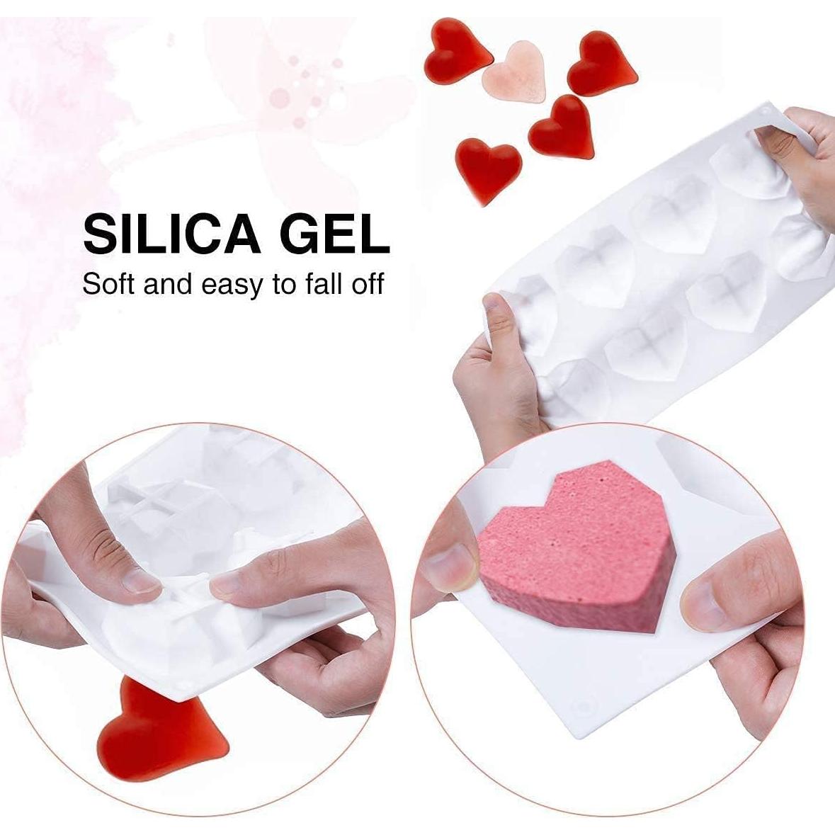 Molde de Silicona para Chocolate Corazón Diamante 3D 2PCS