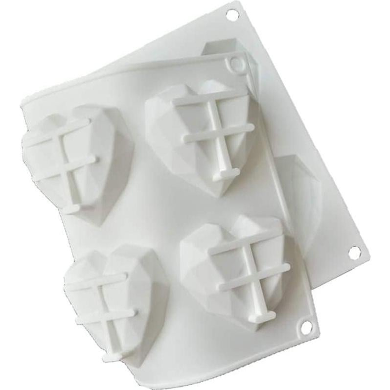 Molde de Silicona para Chocolate Corazón Diamante 3D 2PCS