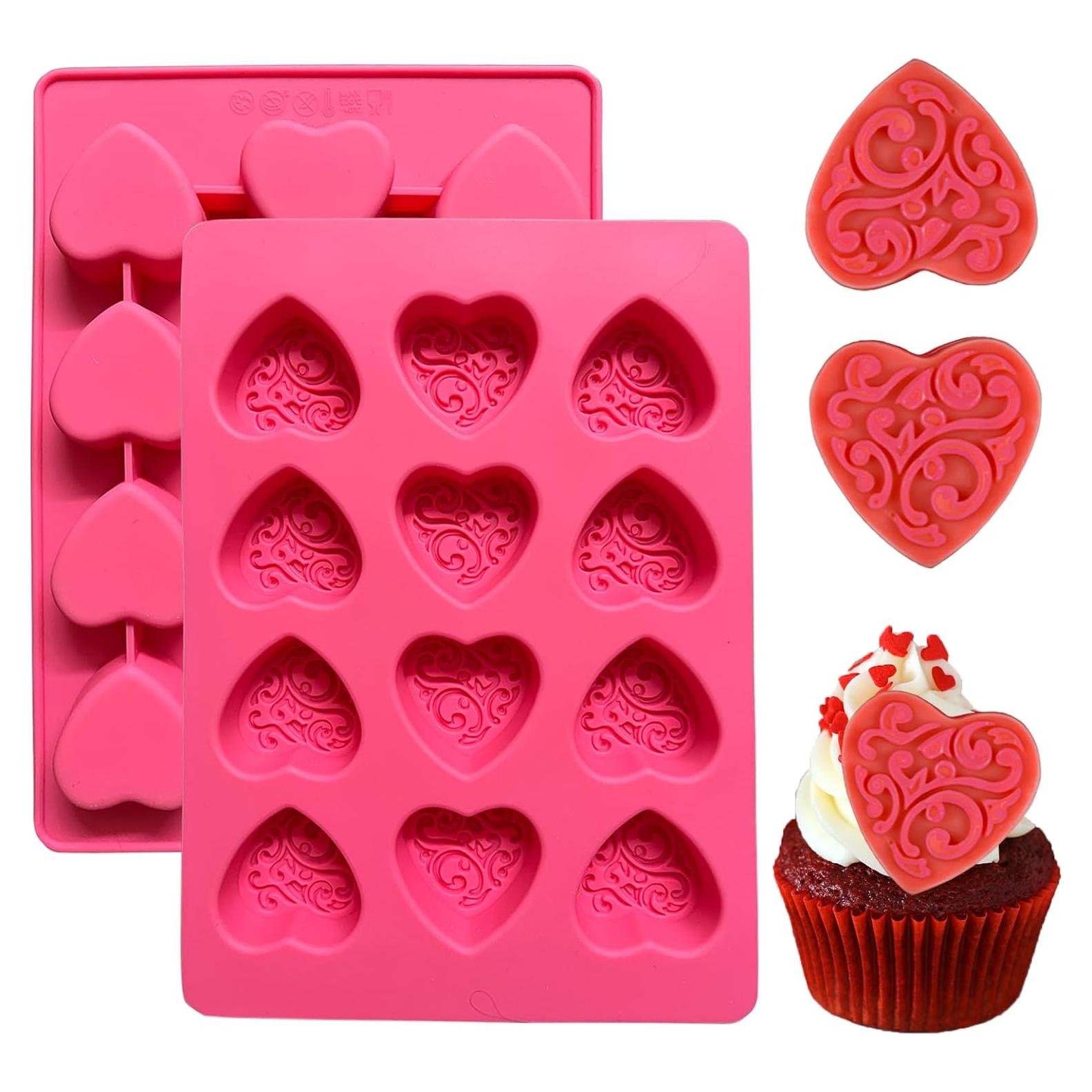 Moldes de Silicona Corazón Copzievkae - 2 Piezas 12 Cavidades