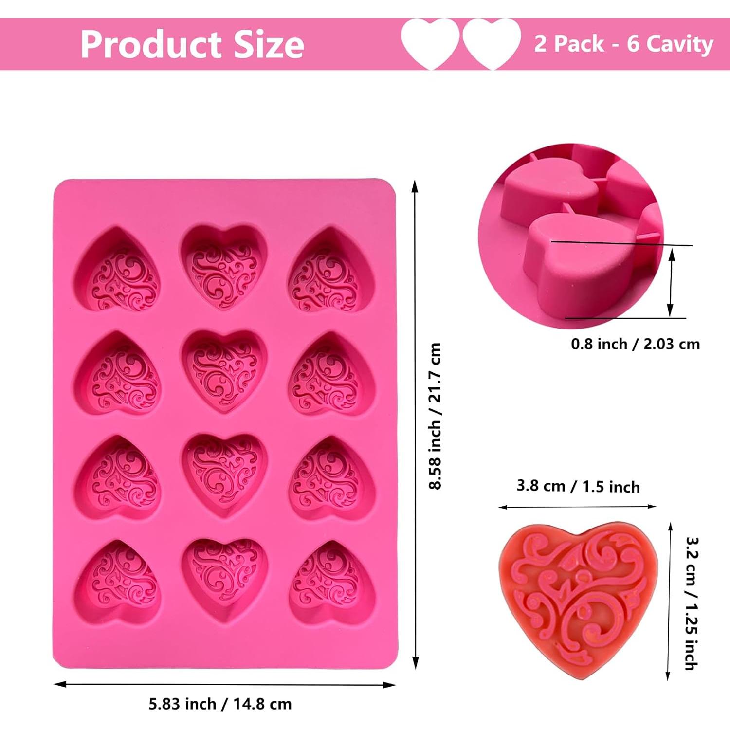 Moldes de Silicona Corazón Copzievkae - 2 Piezas 12 Cavidades