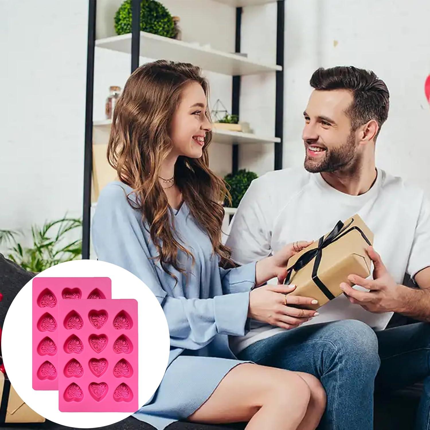Moldes de Silicona Corazón Copzievkae - 2 Piezas 12 Cavidades