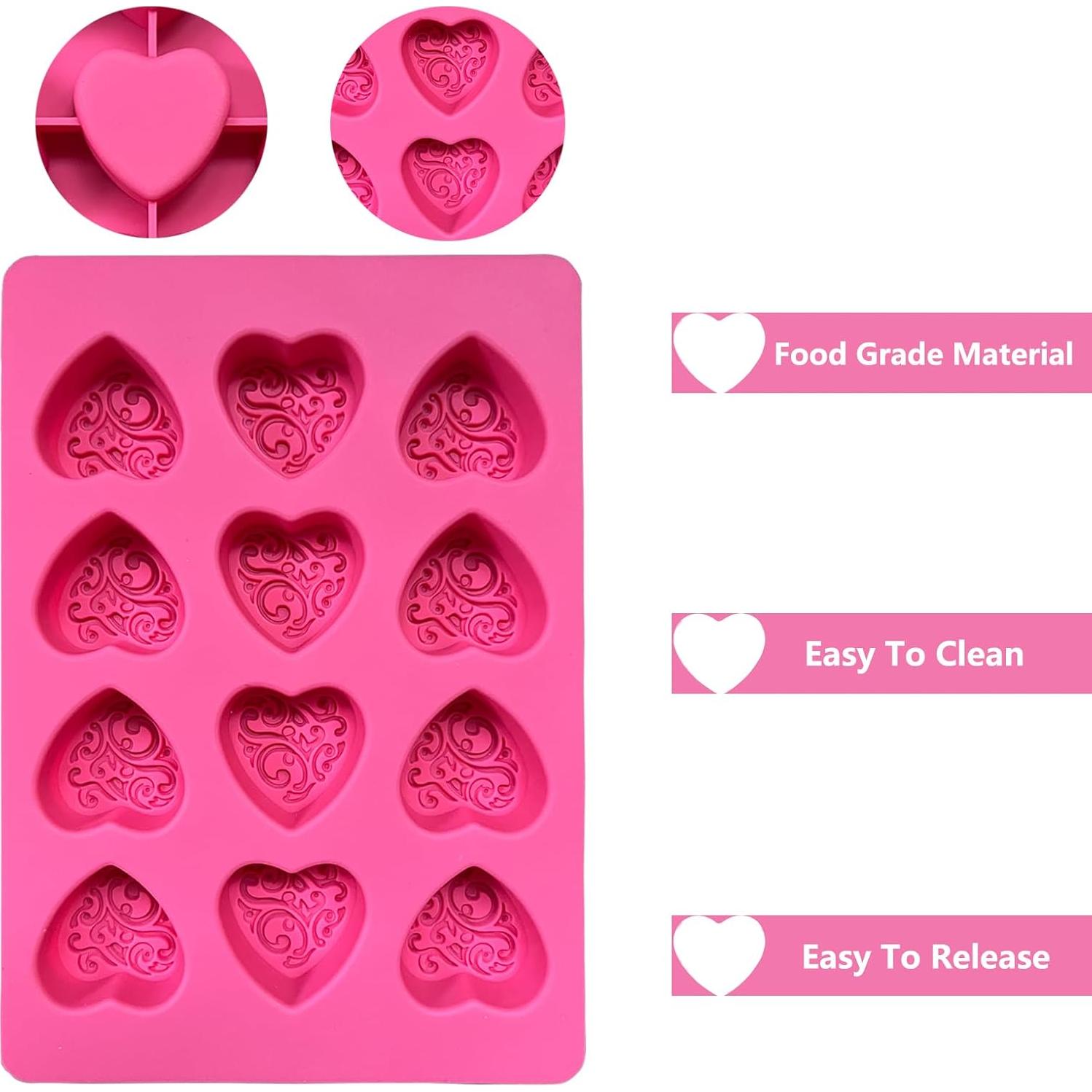 Moldes de Silicona Corazón Copzievkae - 2 Piezas 12 Cavidades