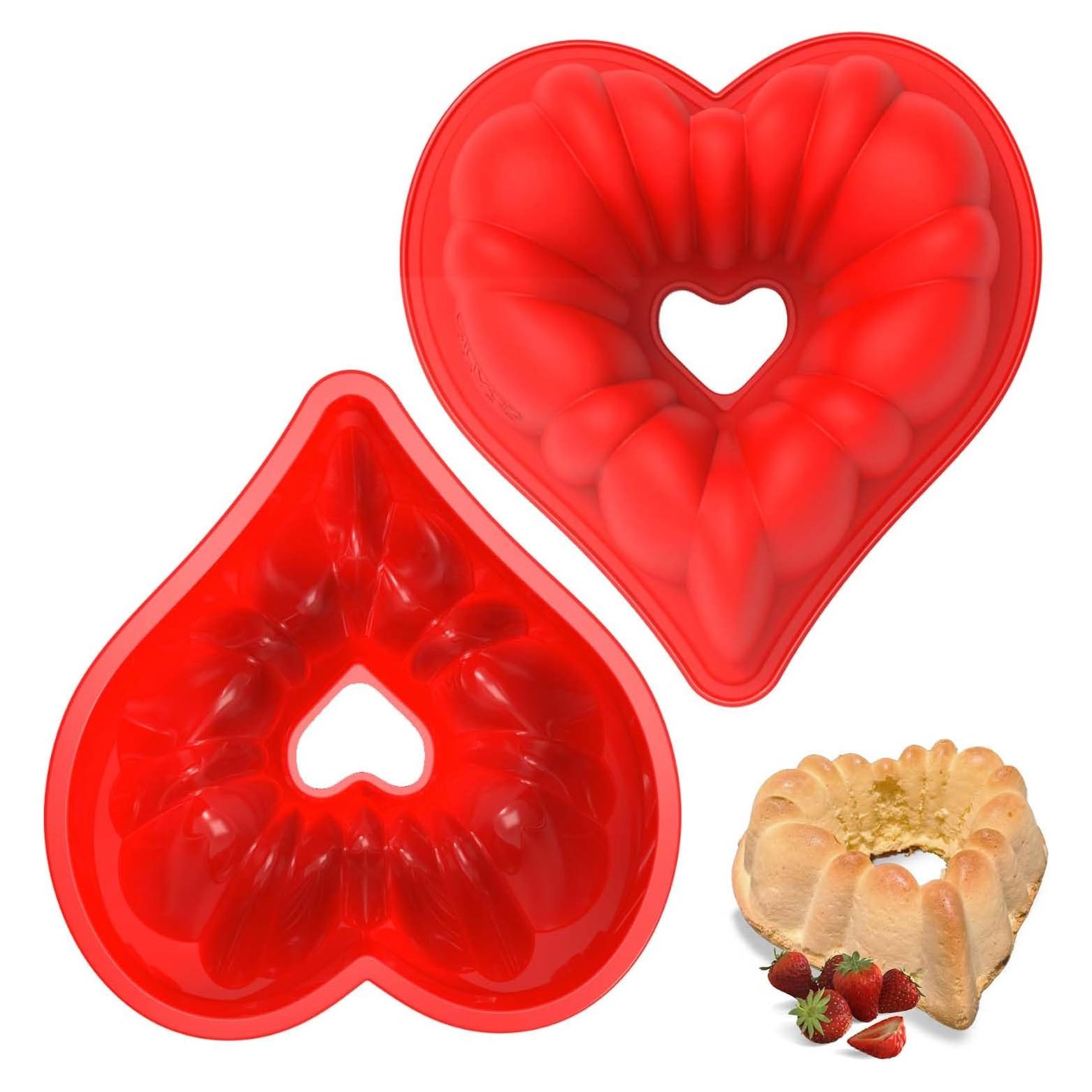 Molde para Pastel Bundt Corazón SILIVO 8 Pulgadas Antiadherente