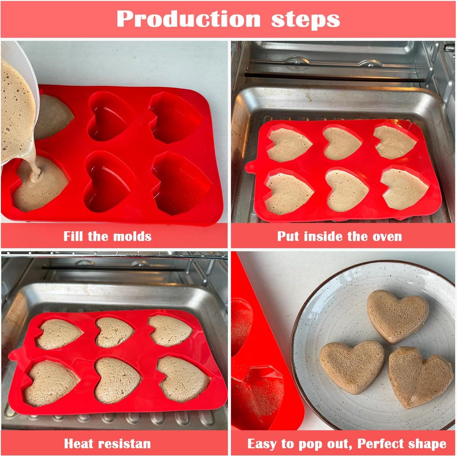 Moldes de Silicona Corazón 6 Huecos Saphe - 2 Paquetes