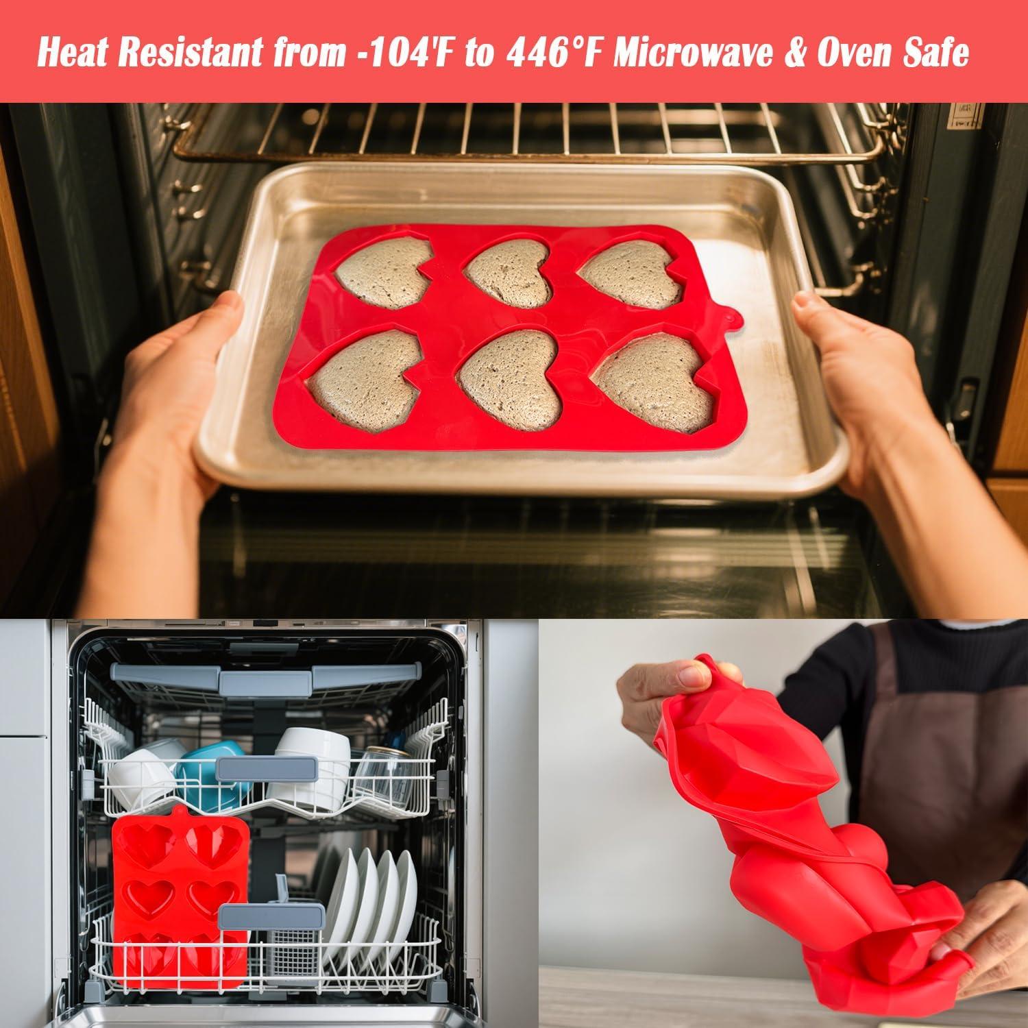 Moldes de Silicona Corazón 6 Huecos Saphe - 2 Paquetes