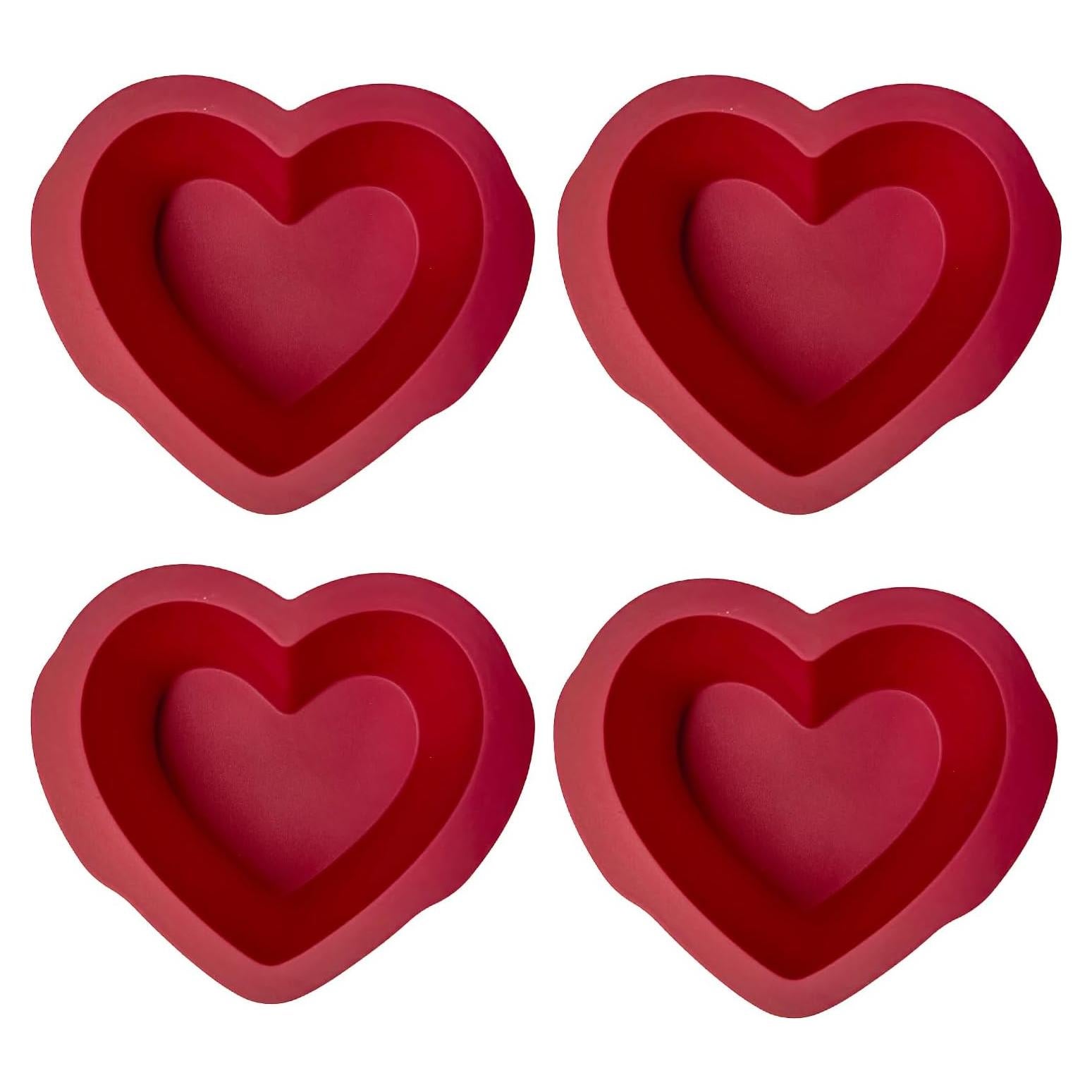 Juego de 4 moldes de silicona Nalchios 10 cm corazón antiadherentes