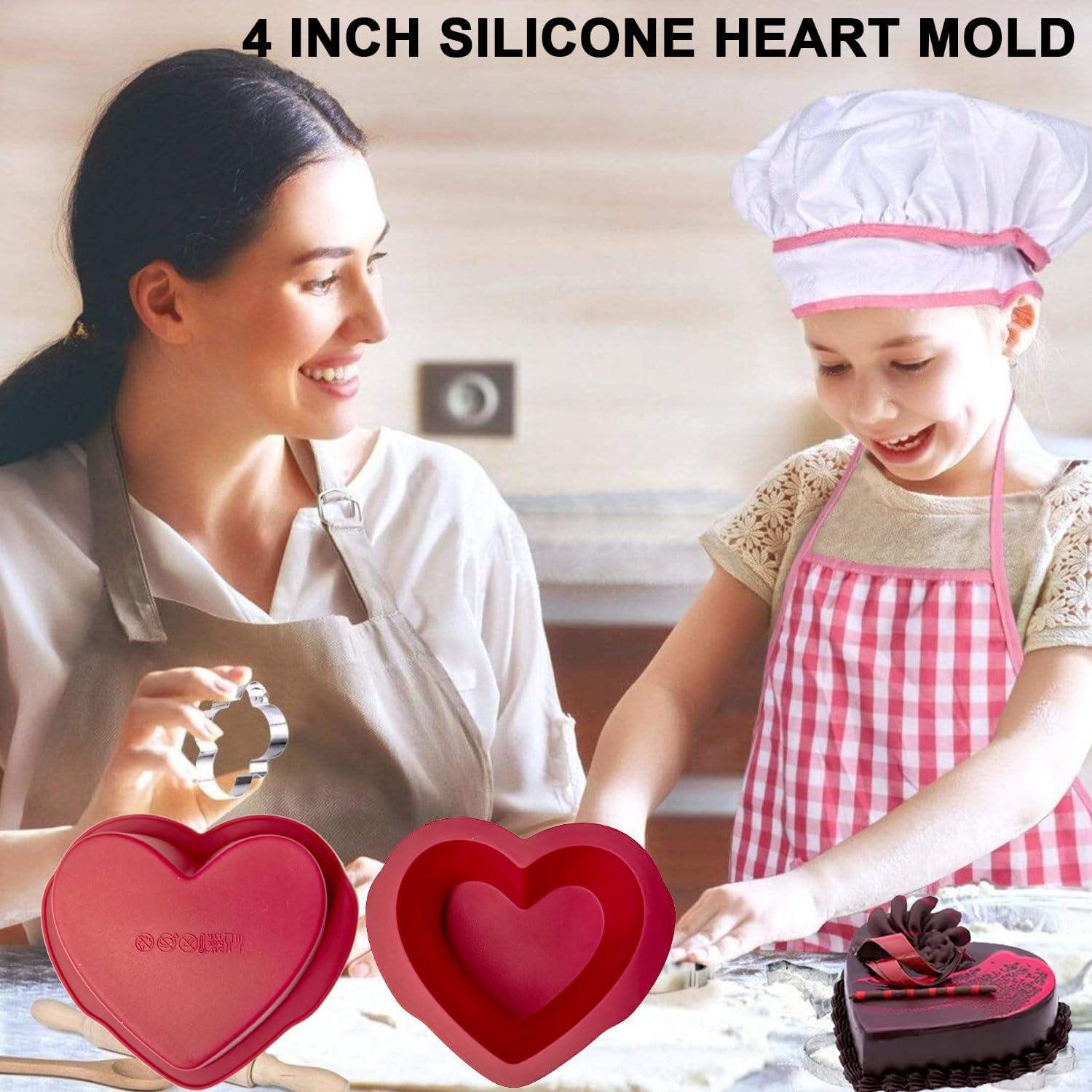Juego de 4 moldes de silicona Nalchios 10 cm corazón antiadherentes