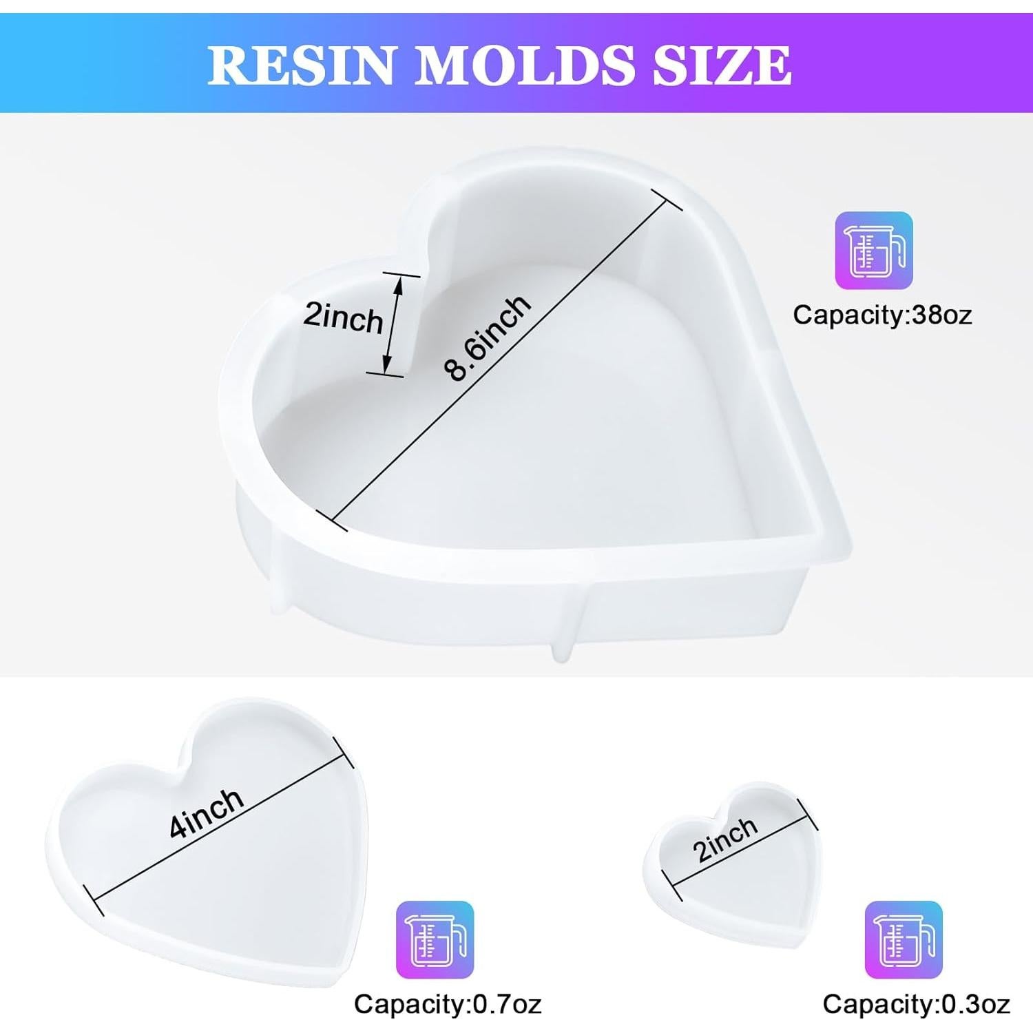 Molde de Resina Corazón Grande KISREL 3 PCS Silicona