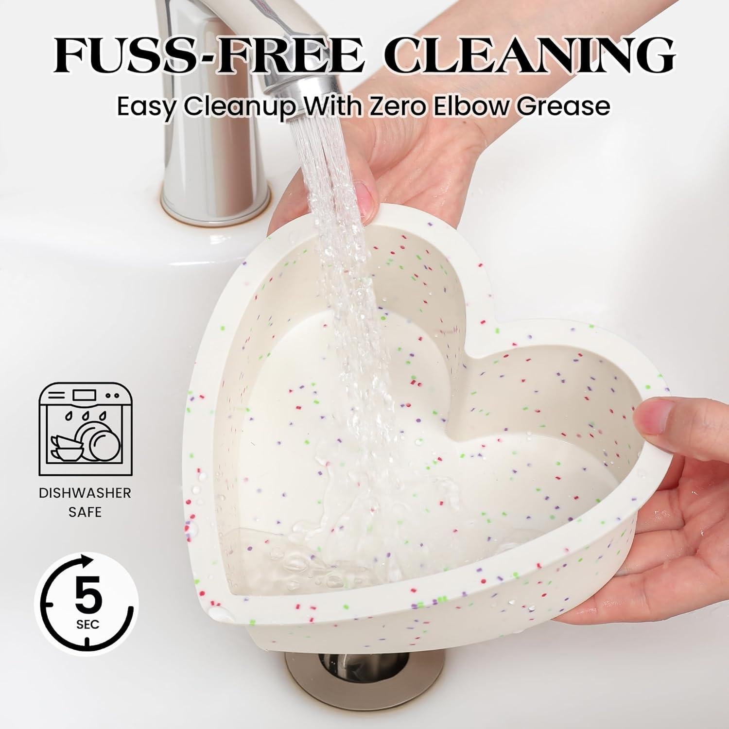 Juego de 3 Moldes de Silicona AOTASO Corazón 6-8-10 Pulgadas