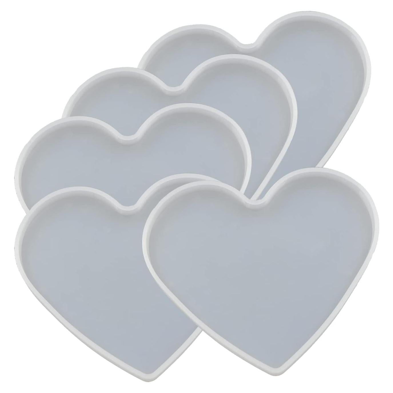 5 Moldes de Silicona Corazón QTTLLI 10 x 7.3 cm para Resina