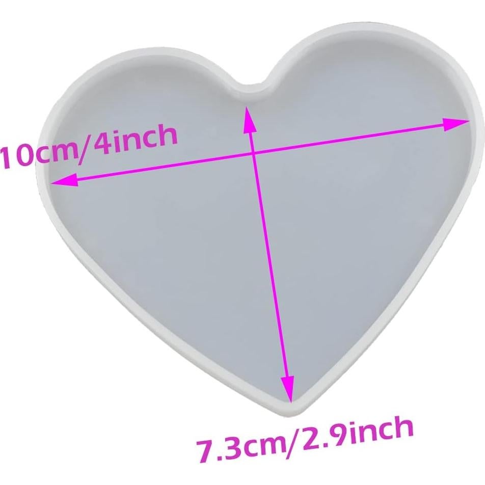 5 Moldes de Silicona Corazón QTTLLI 10 x 7.3 cm para Resina