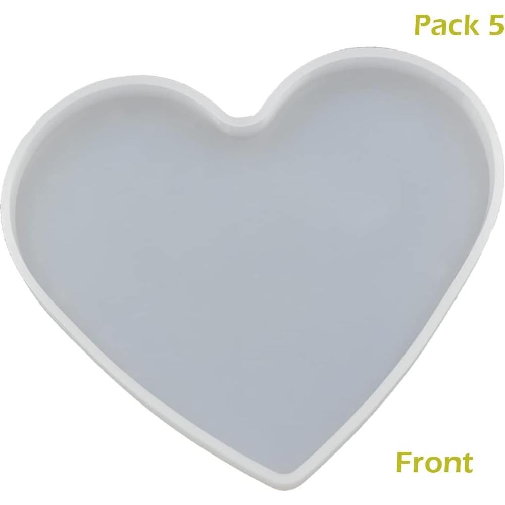 5 Moldes de Silicona Corazón QTTLLI 10 x 7.3 cm para Resina