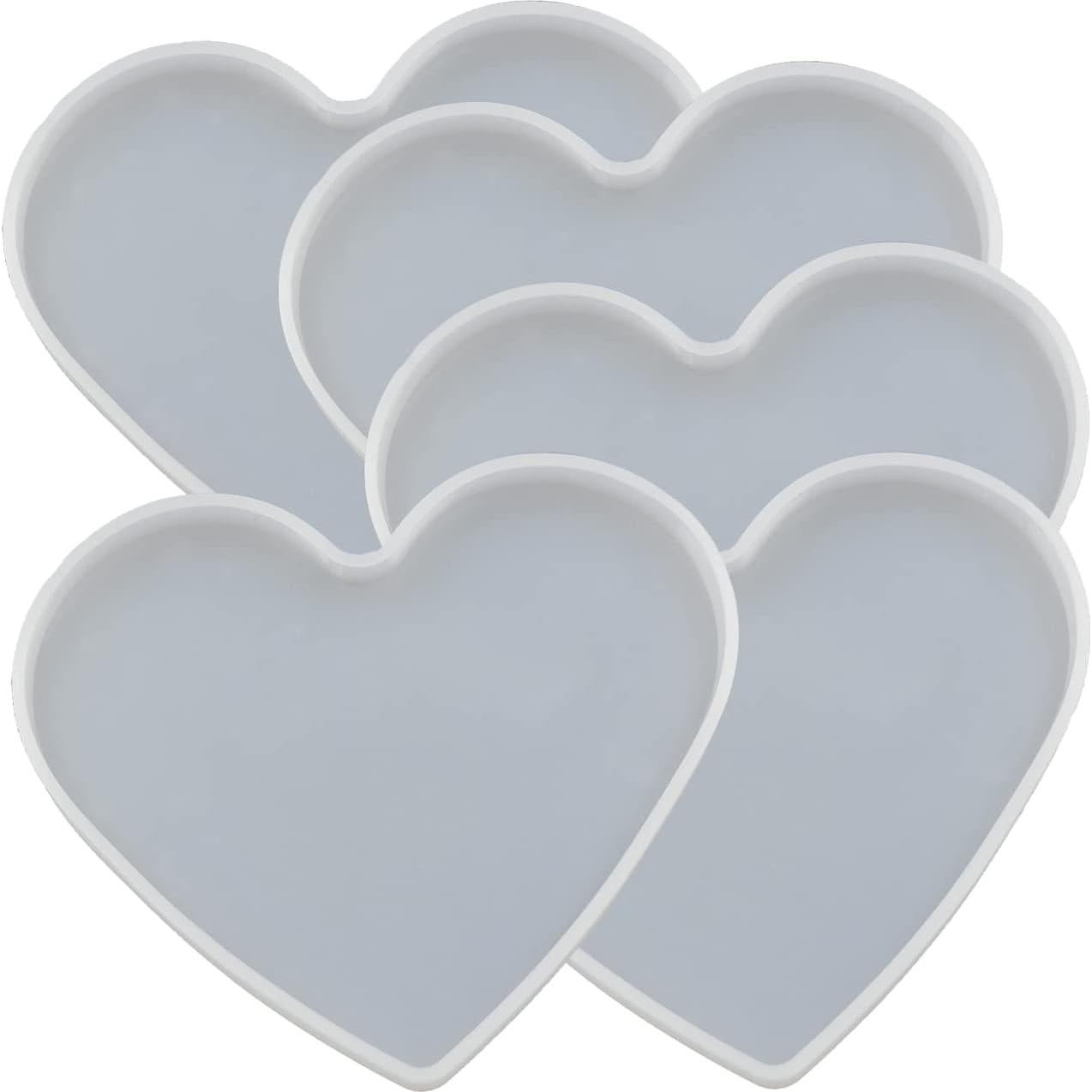 5 Moldes de Silicona Corazón QTTLLI 10 x 7.3 cm para Resina