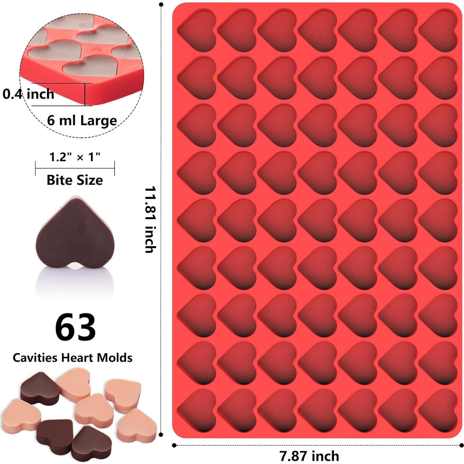 Moldes de Silicona Corazón Amyandone 63 Cavidades 30x20 cm