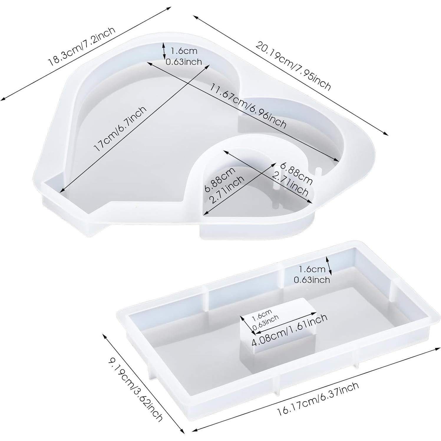 Molde de Resina en Forma de Corazón Heclia - 2 Piezas 20x18.3cm