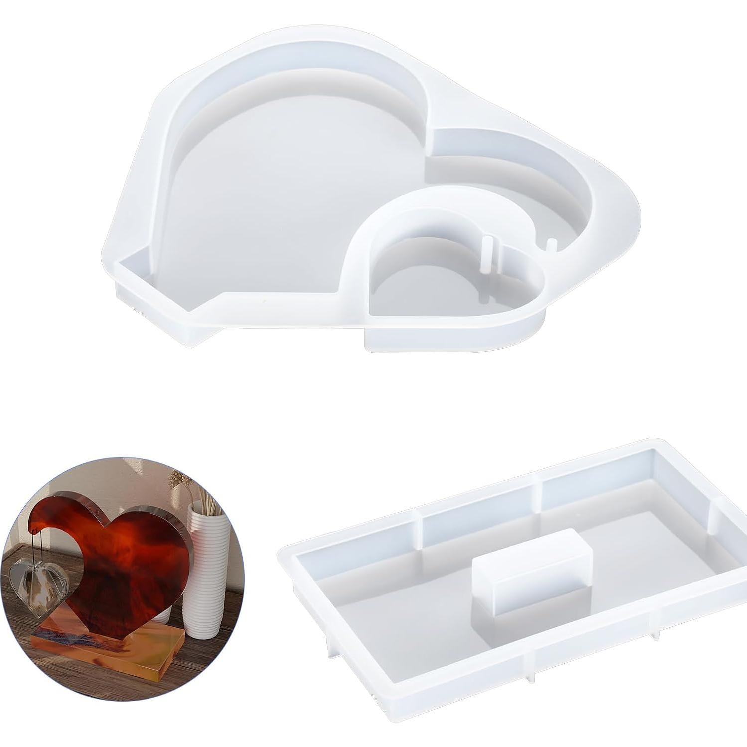 Molde de Resina en Forma de Corazón Heclia - 2 Piezas 20x18.3cm