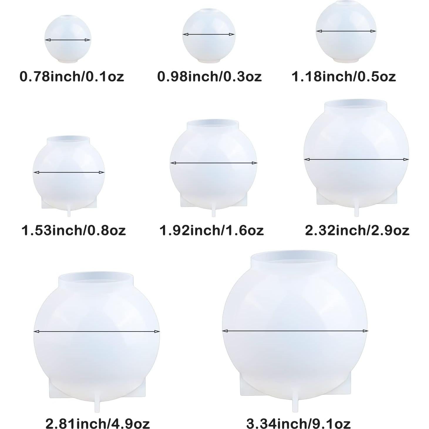 8 Piezas Moldes de Resina Esféricos BABORUI Silicona 3D