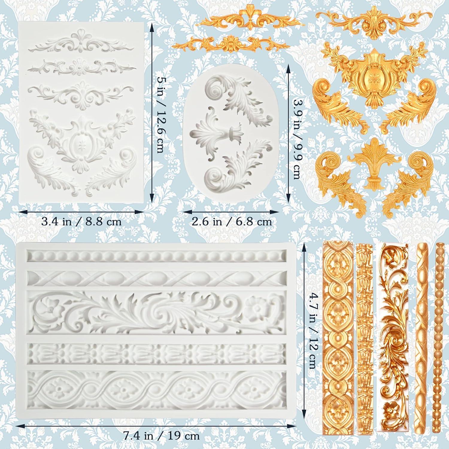 3 Moldes de Silicona Barrocos Grosun para Pasteles y Cupcakes