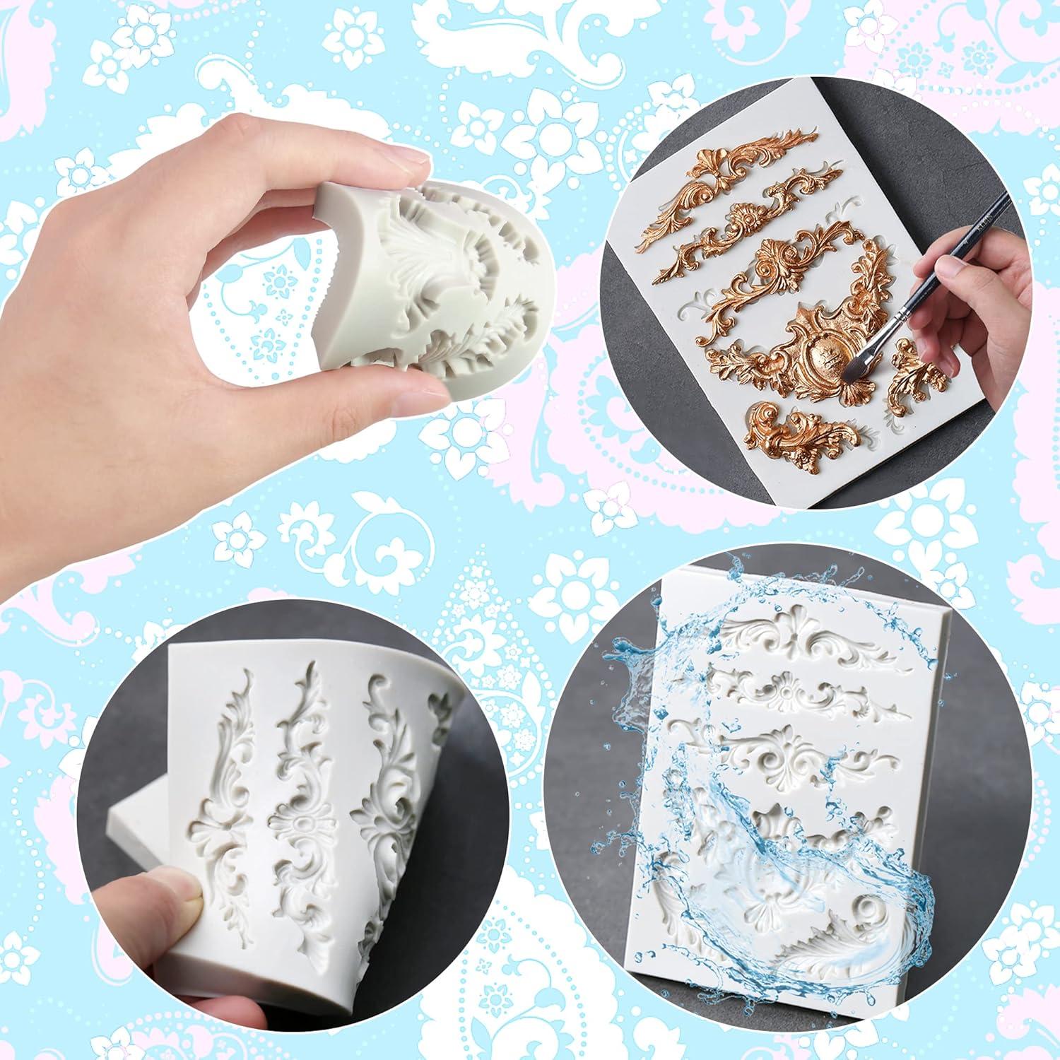 3 Moldes de Silicona Barrocos Grosun para Pasteles y Cupcakes