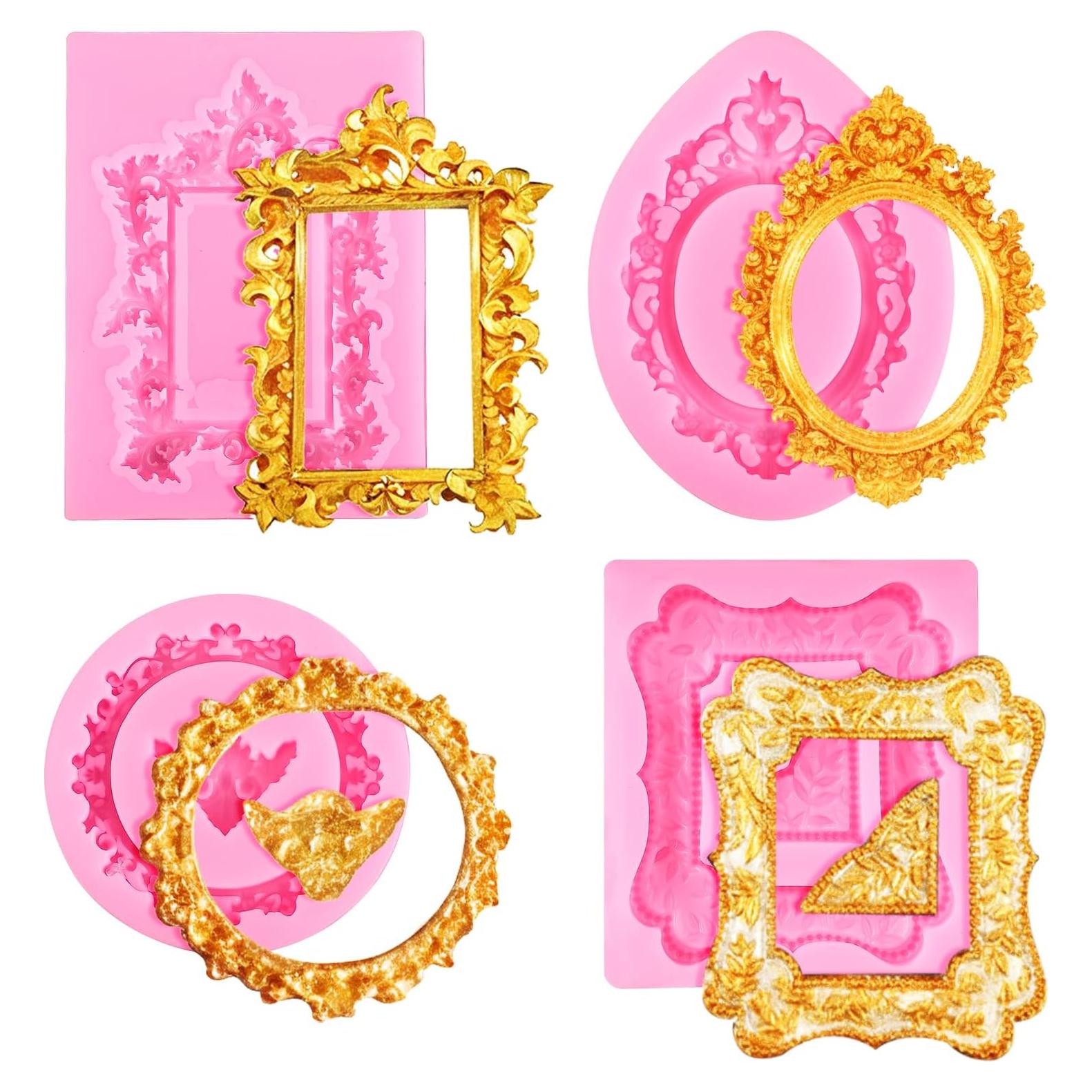 4 Moldes de Silicona para Marco de Foto JJUNW - Rosa