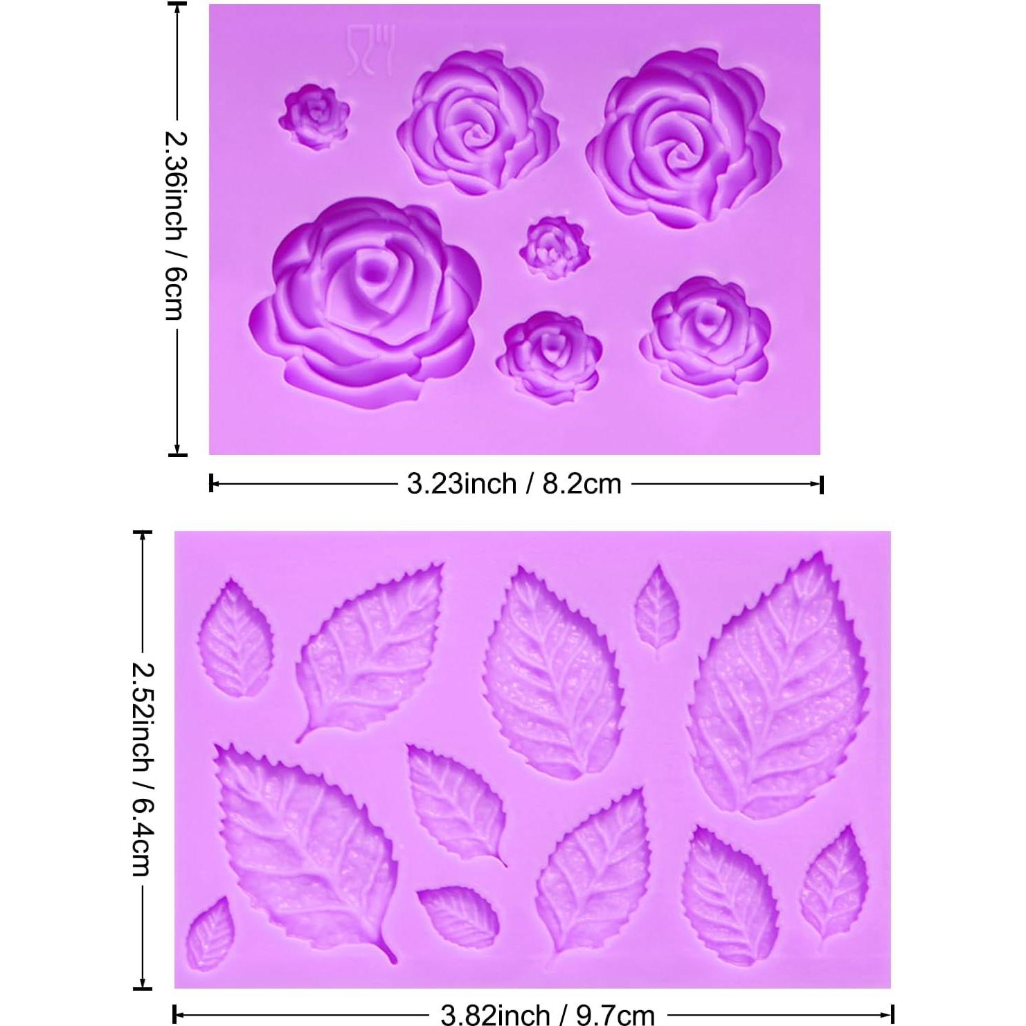 Moldes de Fondant de Silicona ACVCATTO - Flores y Hojas