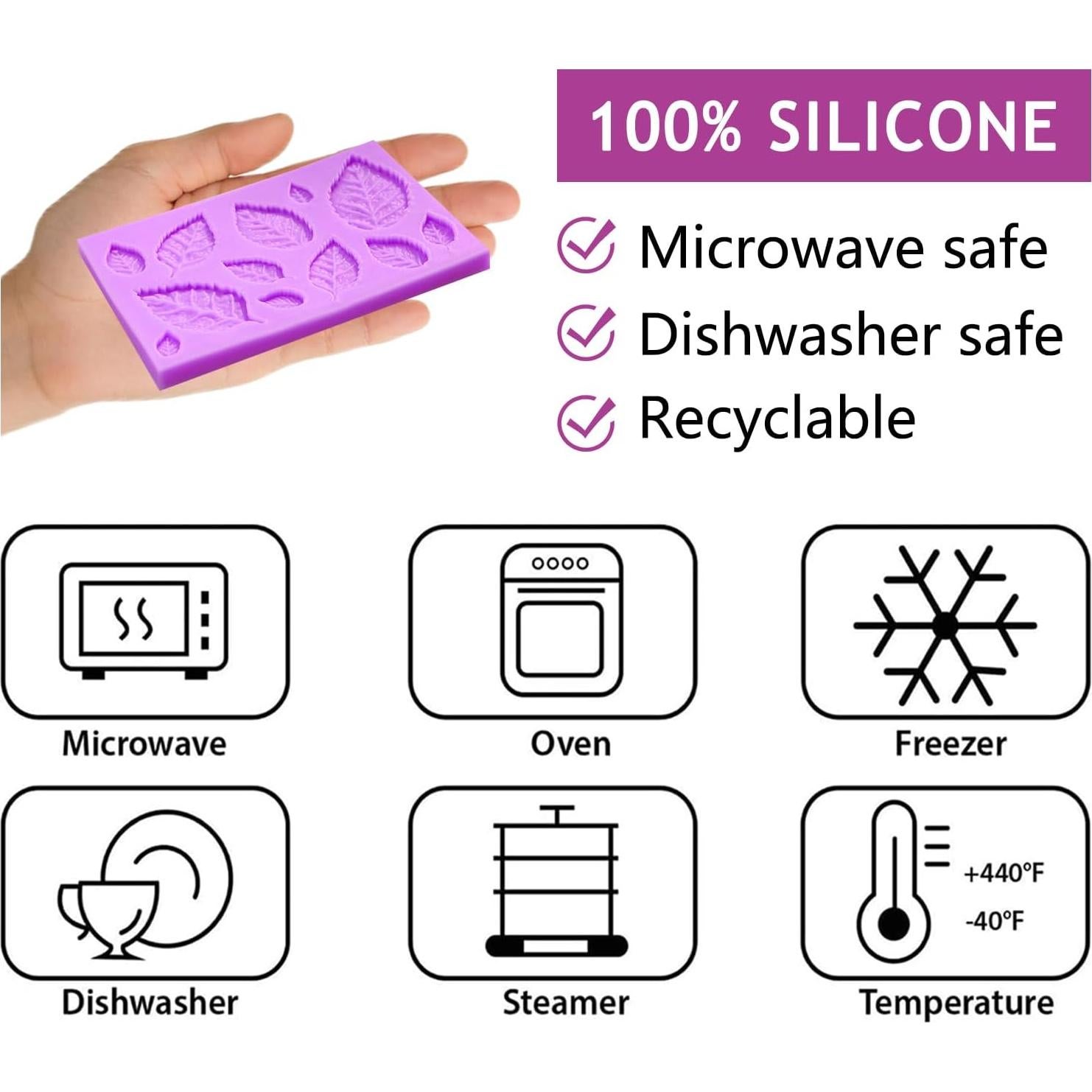 Moldes de Fondant de Silicona ACVCATTO - Flores y Hojas