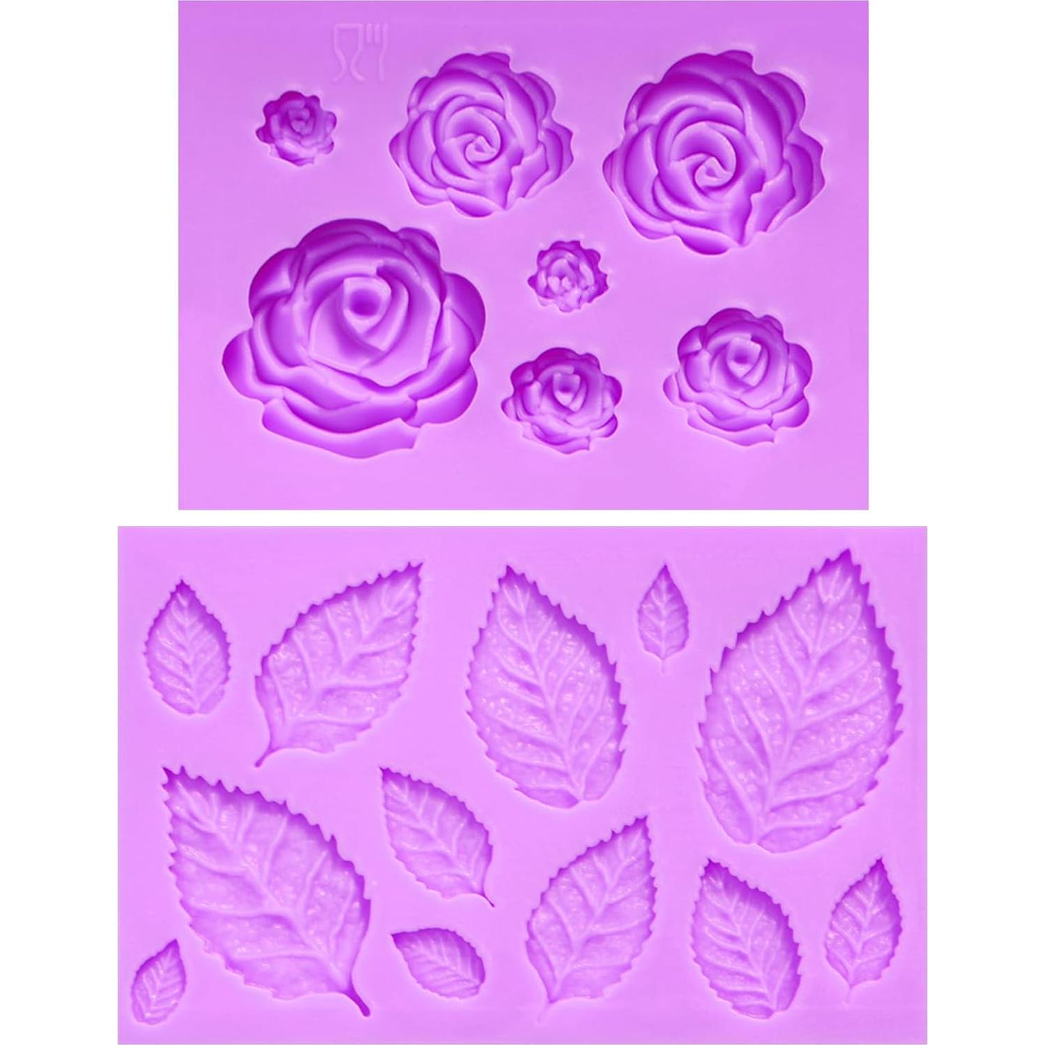 Moldes de Fondant de Silicona ACVCATTO - Flores y Hojas