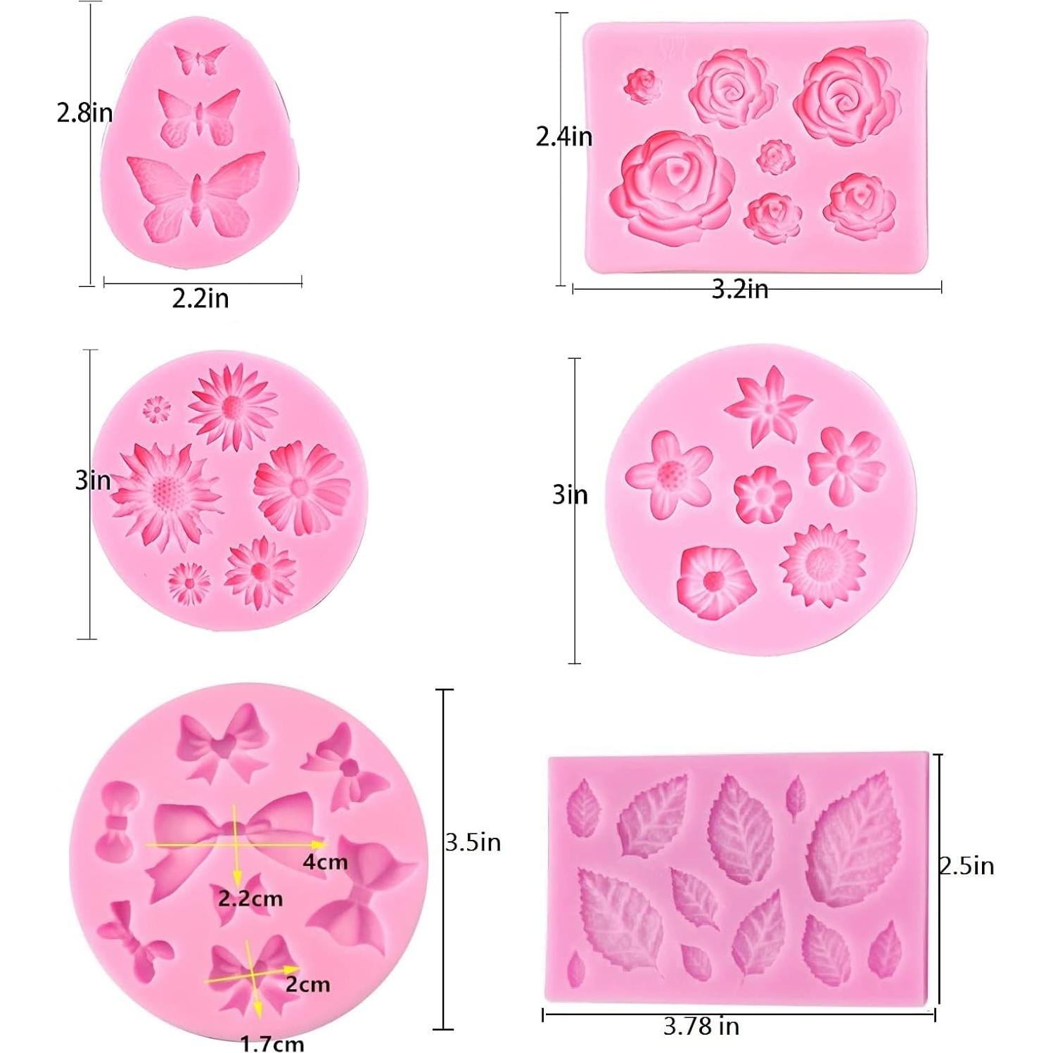 Molde de Silicona para Fondant RHLOVY - Flores y Lazos