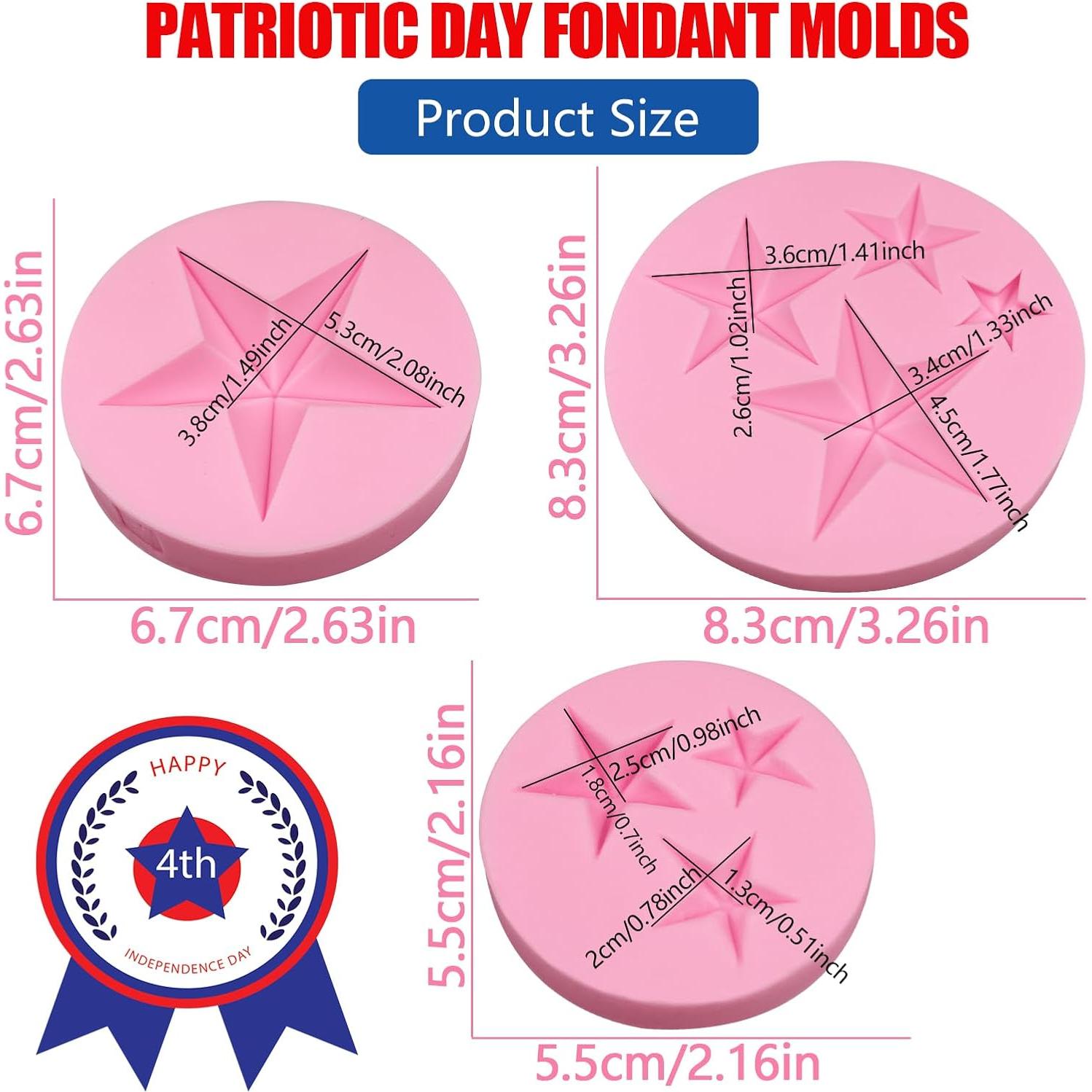 Molde de Silicona para Fondant Estrella 3 Pcs ICOCONG