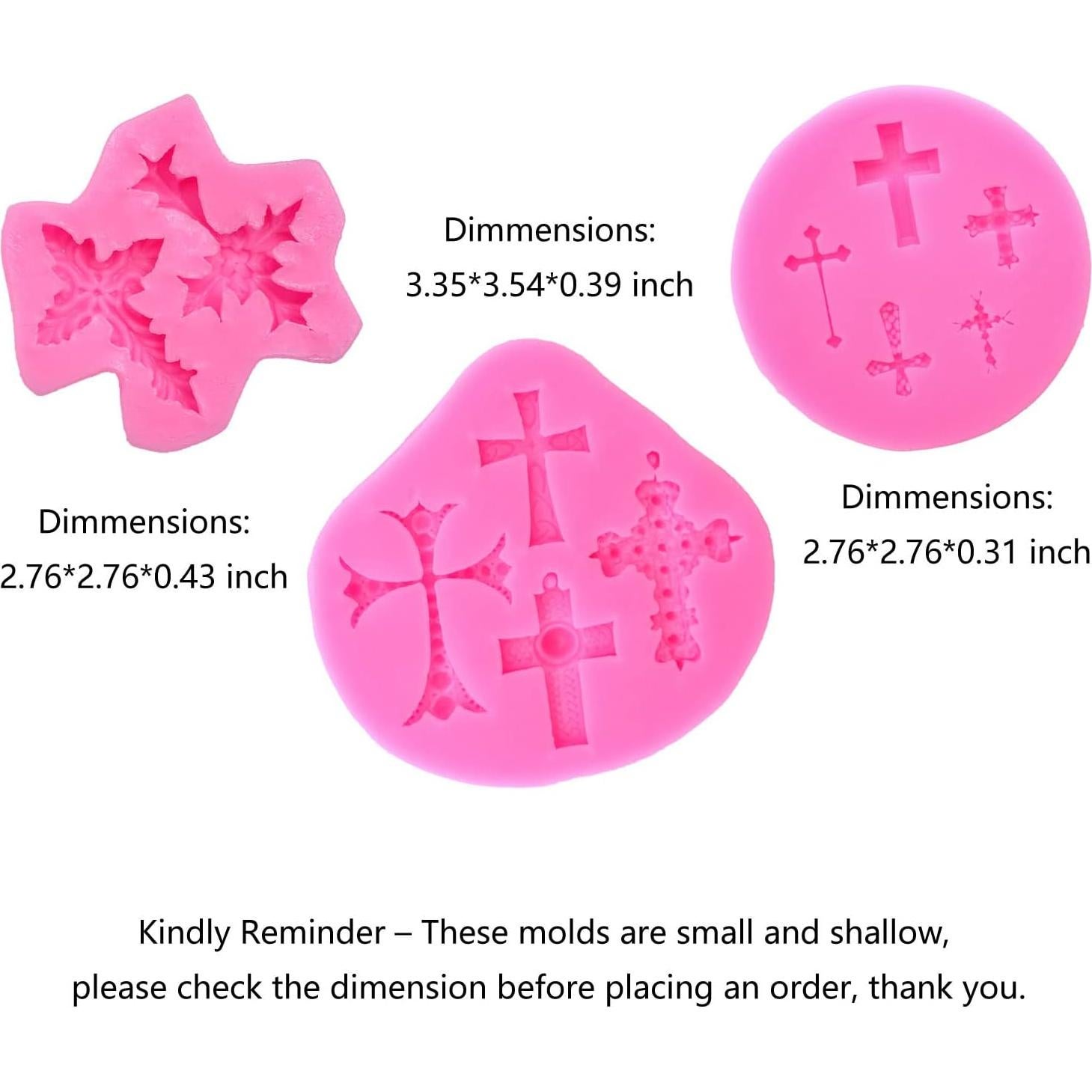 Molde de Silicona Cruz Bautismo ScivoKaval - 3 Piezas