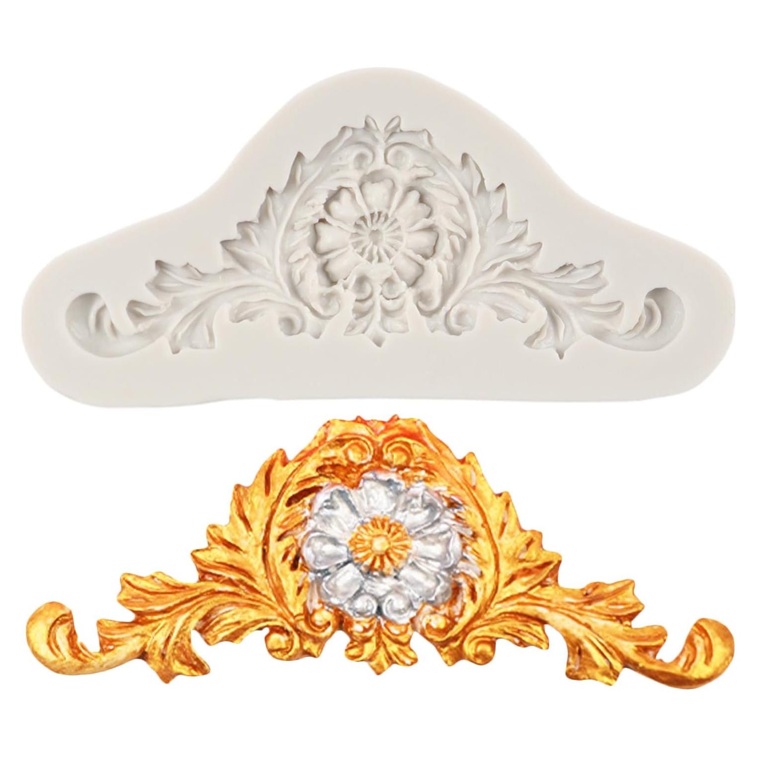 Baroque Fondant Molds Scroll Border Lace Silicone Molds for Cake Decoration Candy Chocolate Cupcake Topper Sugar Craft Polymer Clay Gum Paste