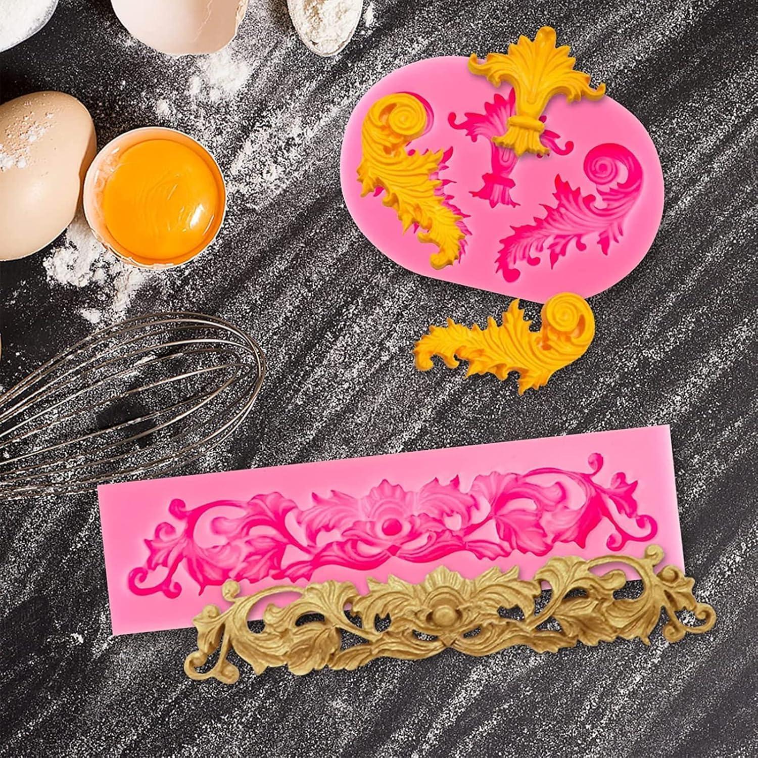 5 Moldes de Silicona Barrocos Pofflujent para Fondant Rosa