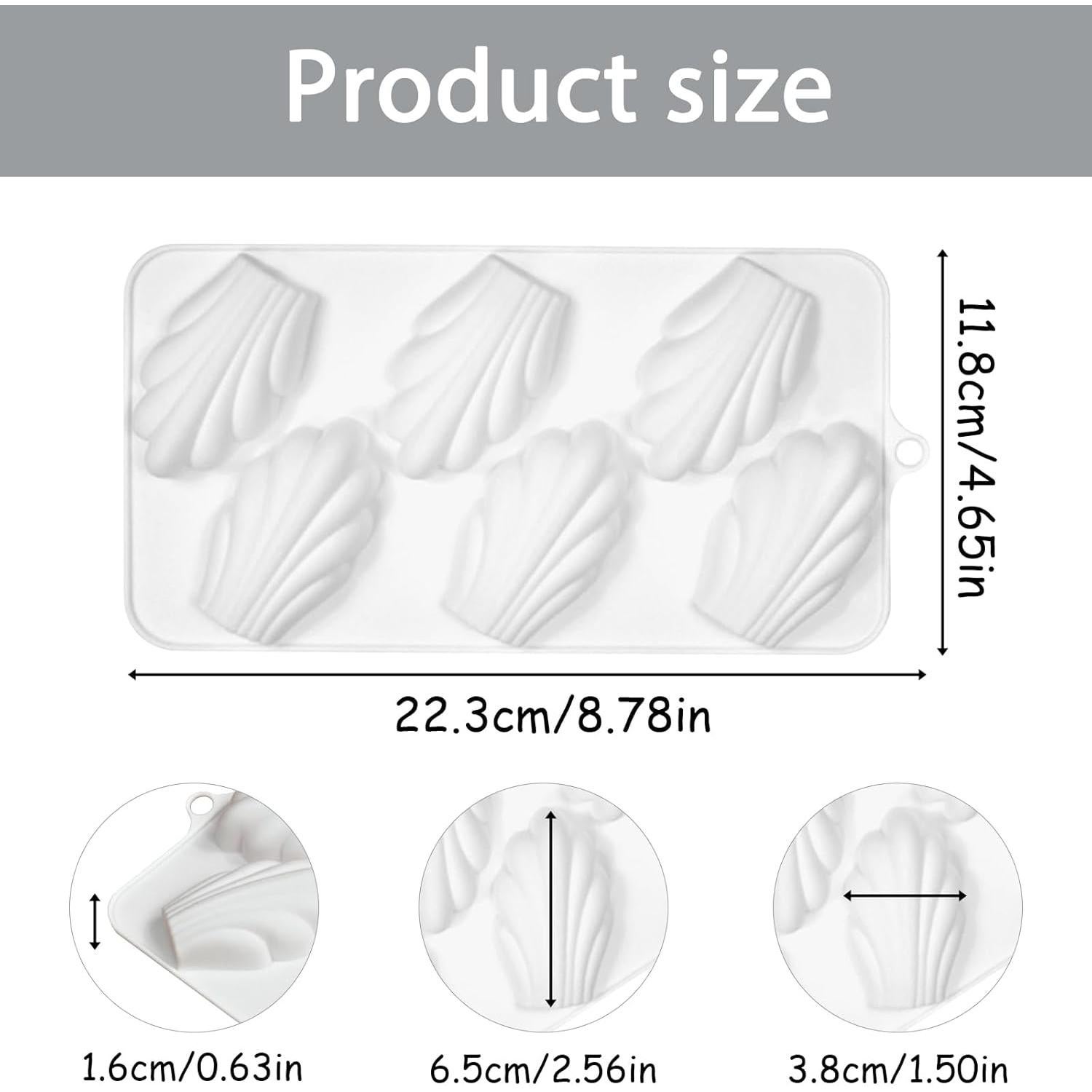 Molde de Silicona Antiadherente Fchil para Madeleine 12 Cavidades 22.4x11.9cm