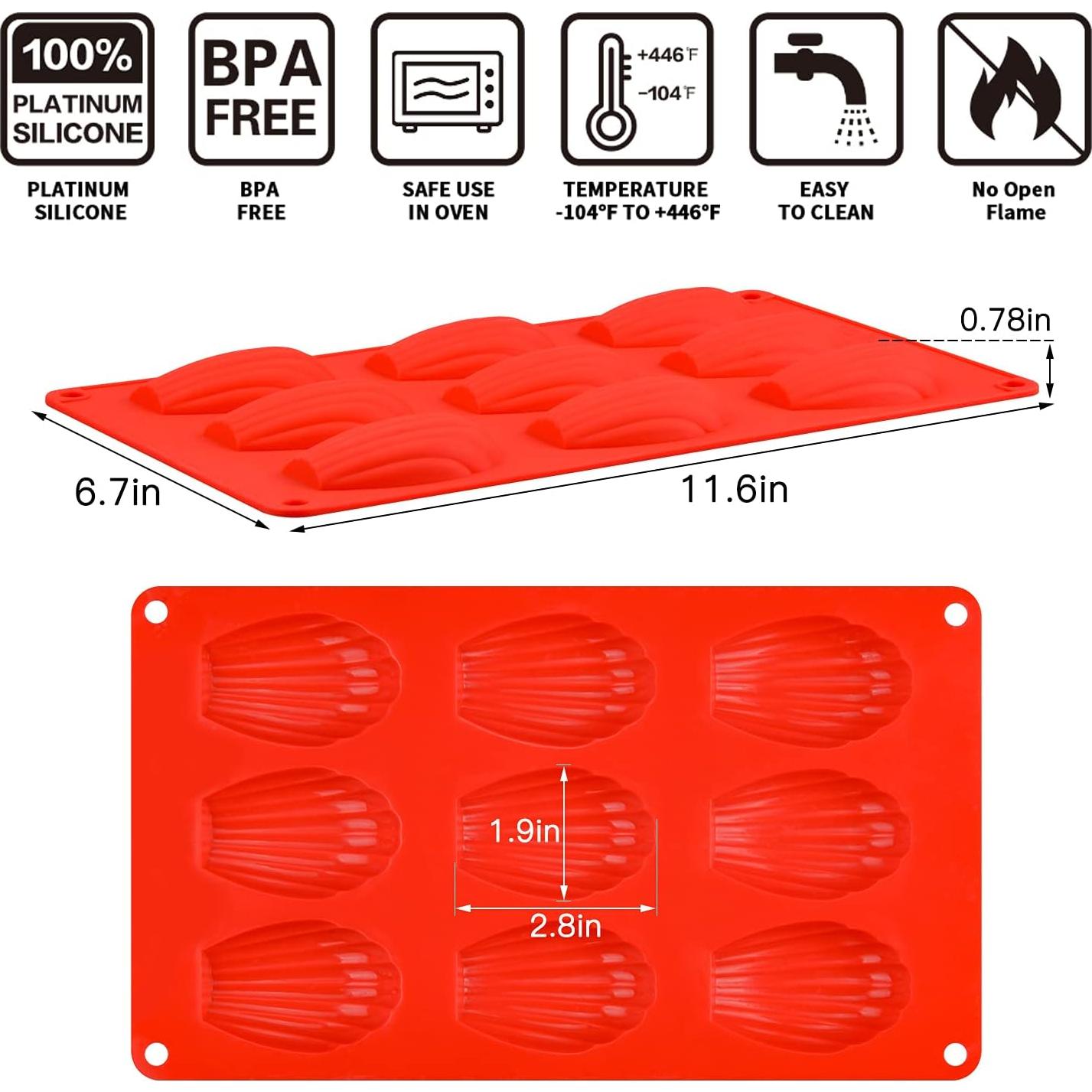 Moldes de Silicona CAKETIME para Madeleine - 2 Piezas 29.5x17 cm