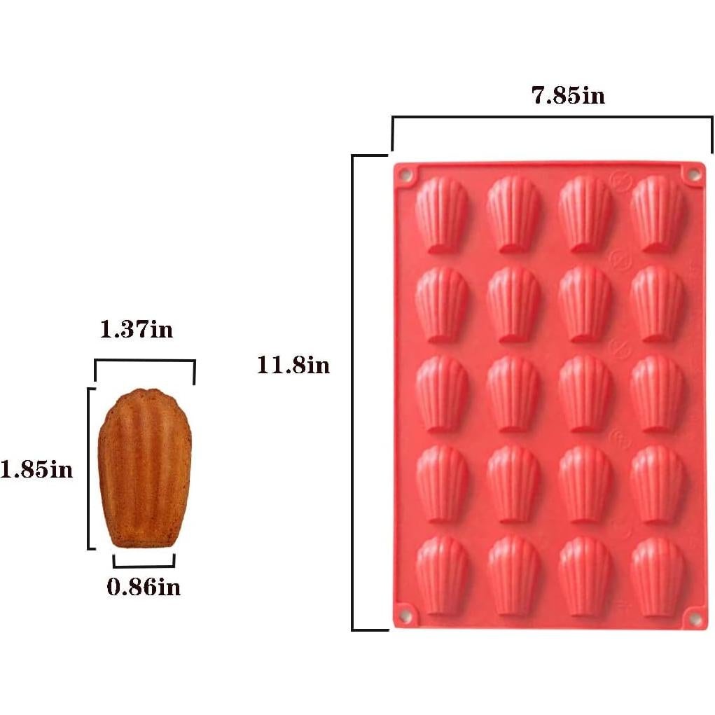 Molde de Silicona para Madeleines 20 Cavidades HYCSC Rojo