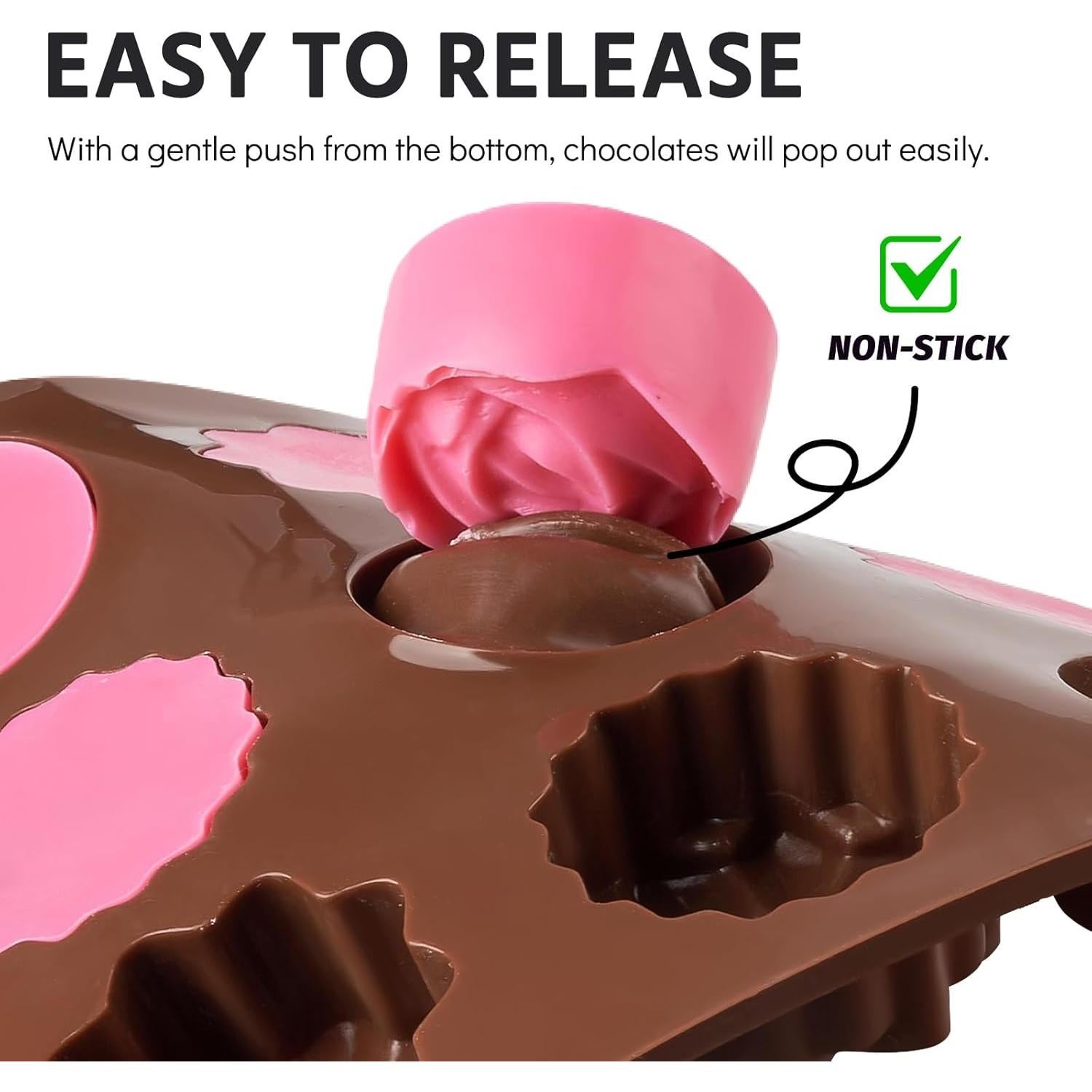 Moldes de Silicona para Chocolate Puyeipt - 4 Piezas Corazones, Flores, Cuadrados, Espirales