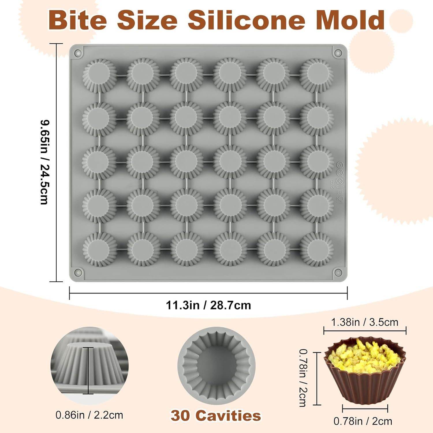 Molde de Silicona para Tazas de Mantequilla de Maní SIQINZONGWA 30 Cavidades