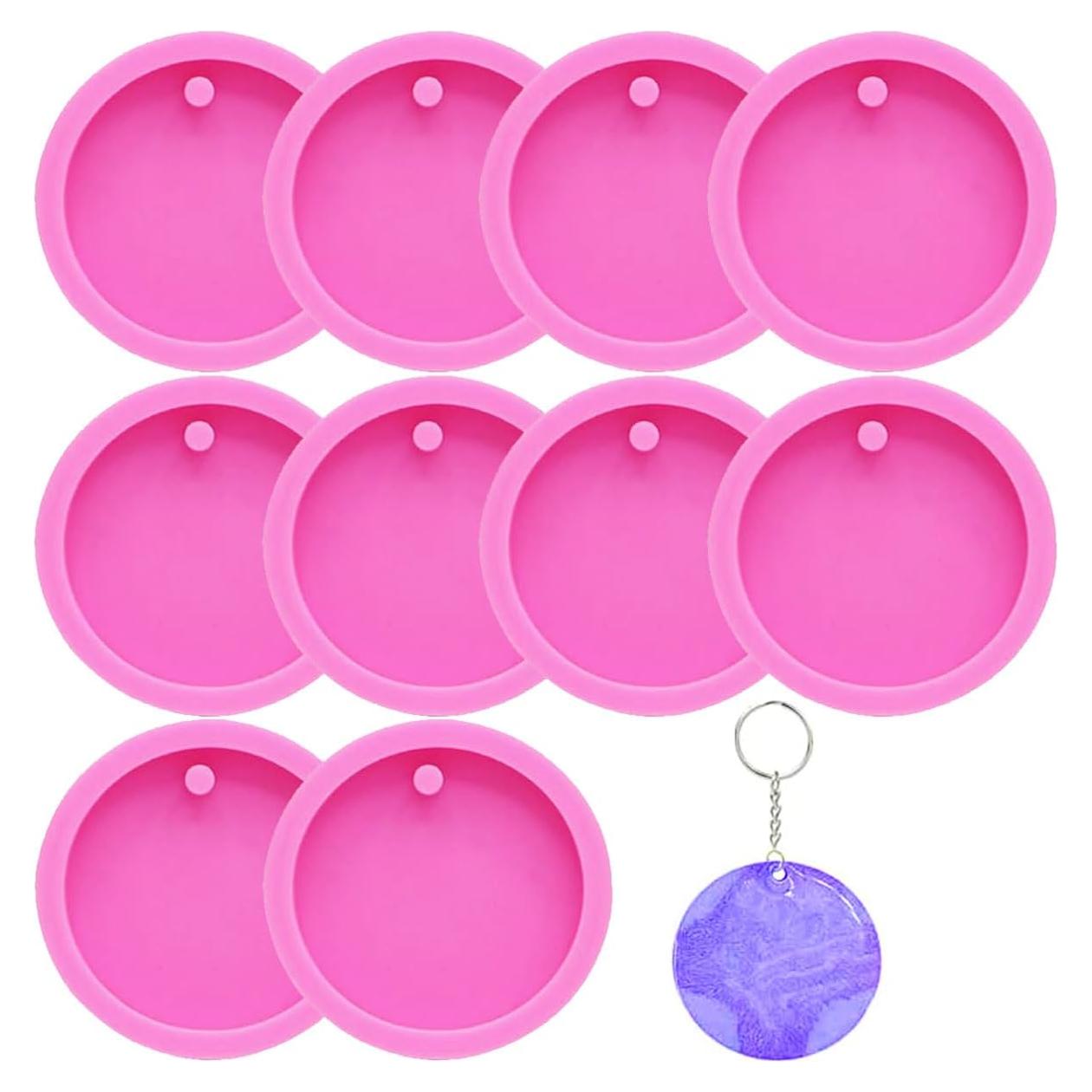 Paquete de 10 Moldes de Silicona KuuGuu para Llaveros 5.5 cm