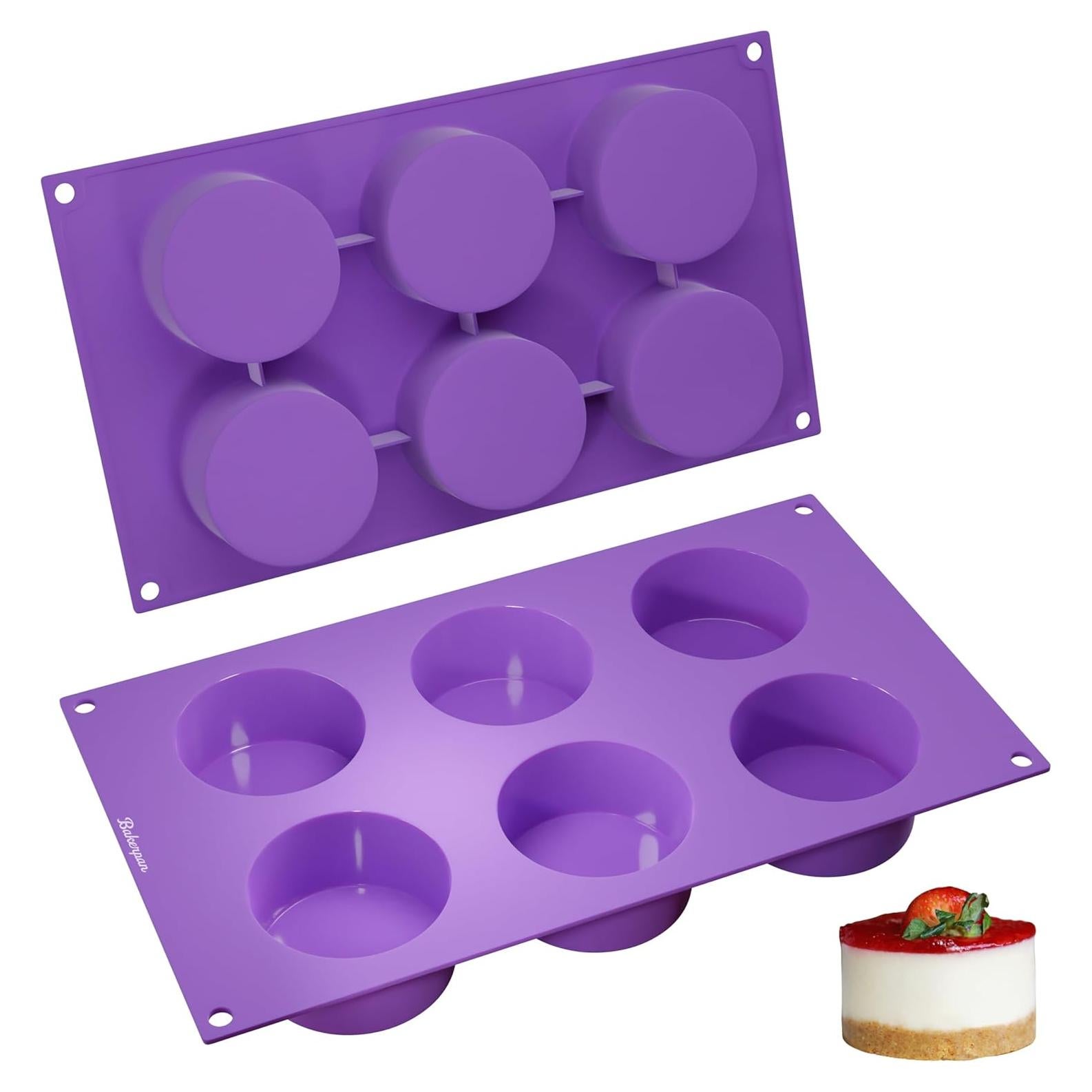 Molde de Silicona Mini Bakerpan 6 Tazas Redondo Púrpura