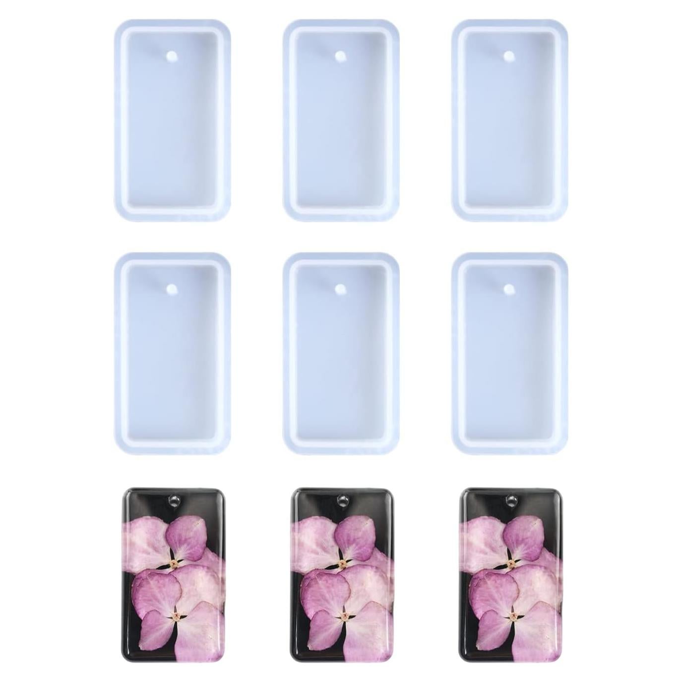 6 Moldes de Silicona Rectangulares Weenkeey para Llaveros DIY