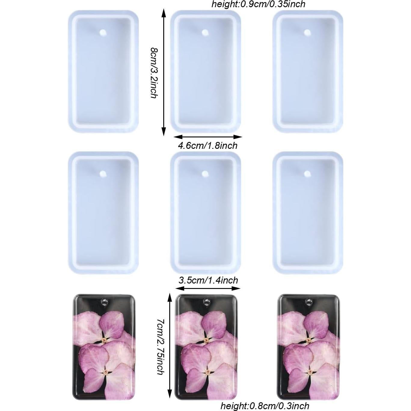 6 Moldes de Silicona Rectangulares Weenkeey para Llaveros DIY